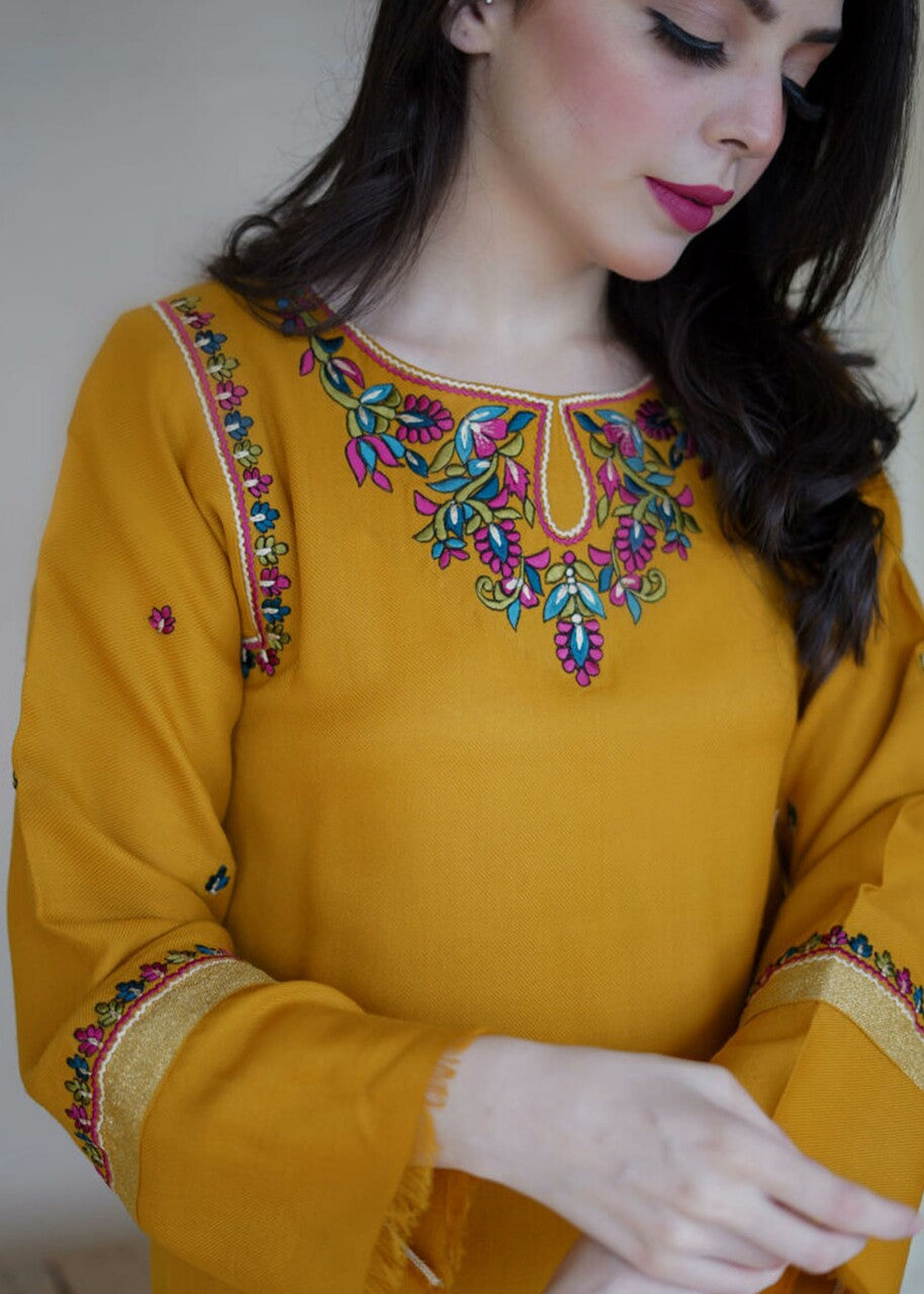 Aisling By Nirmal Mustard Pashmina Women 2pcs