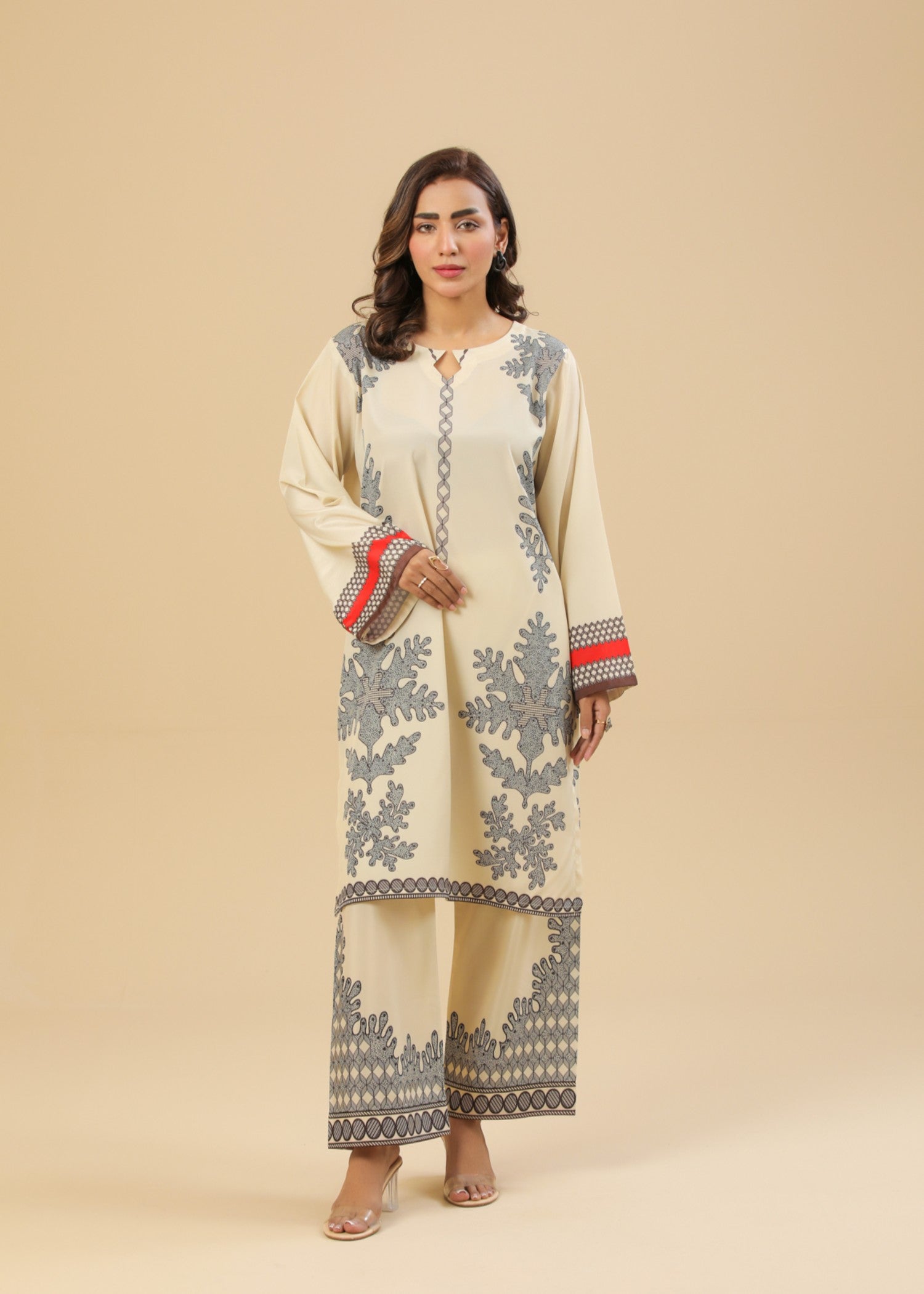 Zenyre Ivory Noir Printed Set Women 2pcs