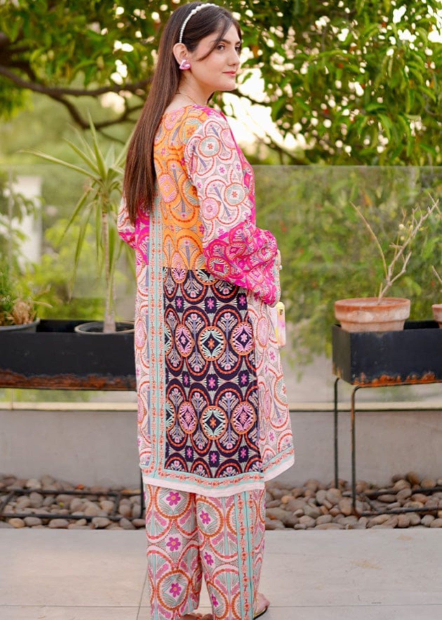Shanghai Preet "Festive Mosaic Lawn Set" Women 2pcs