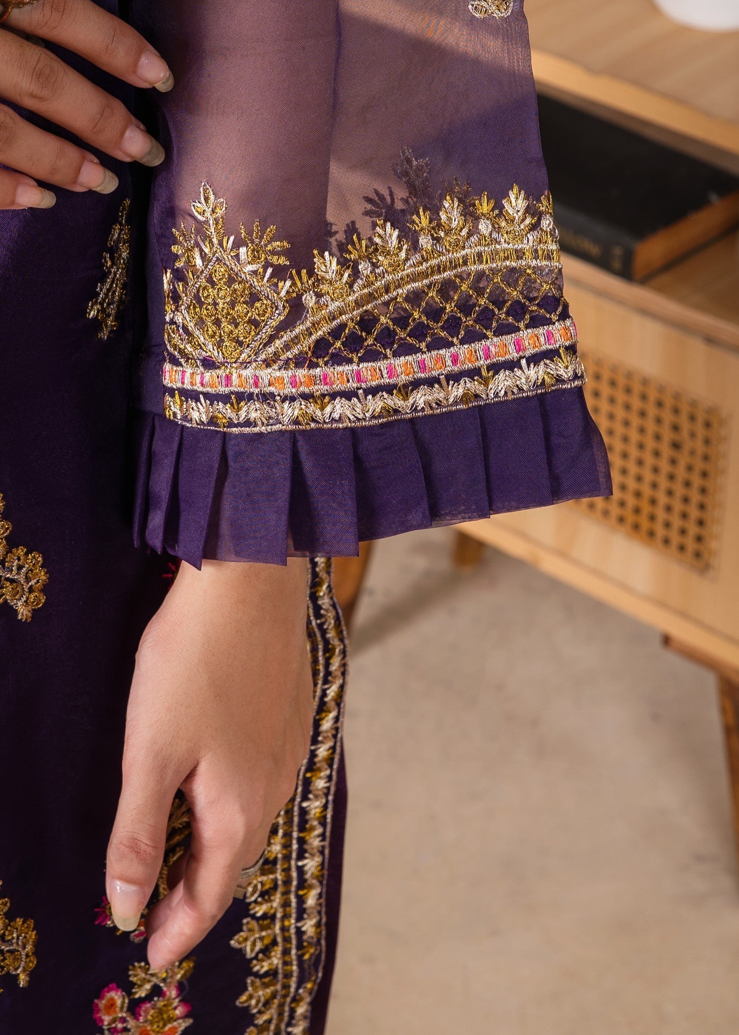 Gulposh Mehrou (Emroided ) Purple Women 3pcs