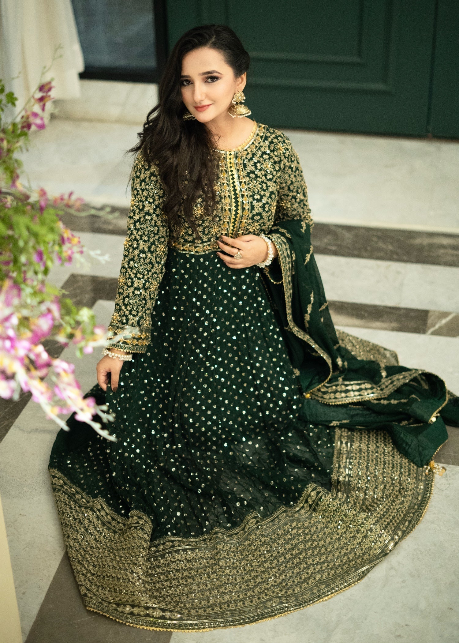 Suits By Sadia IMAAN GREEN CHIFFON MAXI Women 3pcs
