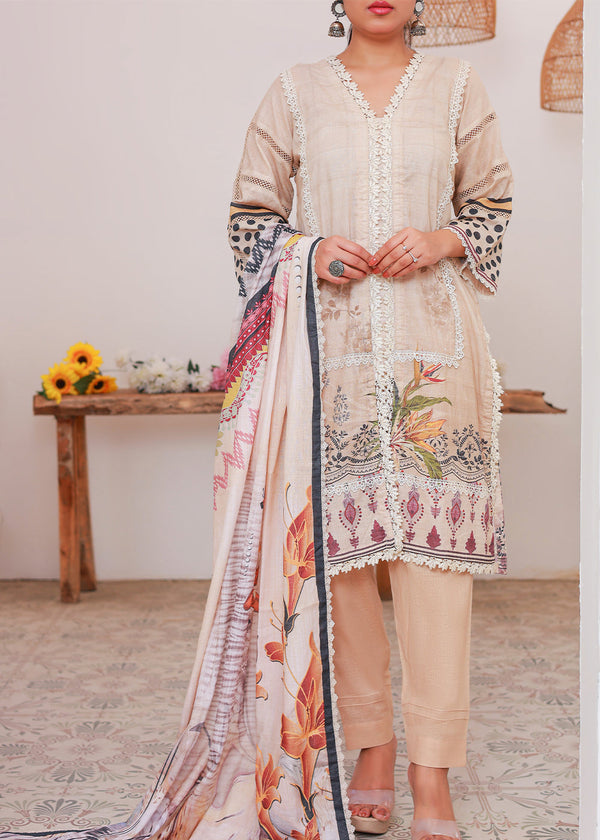 Green Printed lawn stitched suit D2 Women 3pcs
