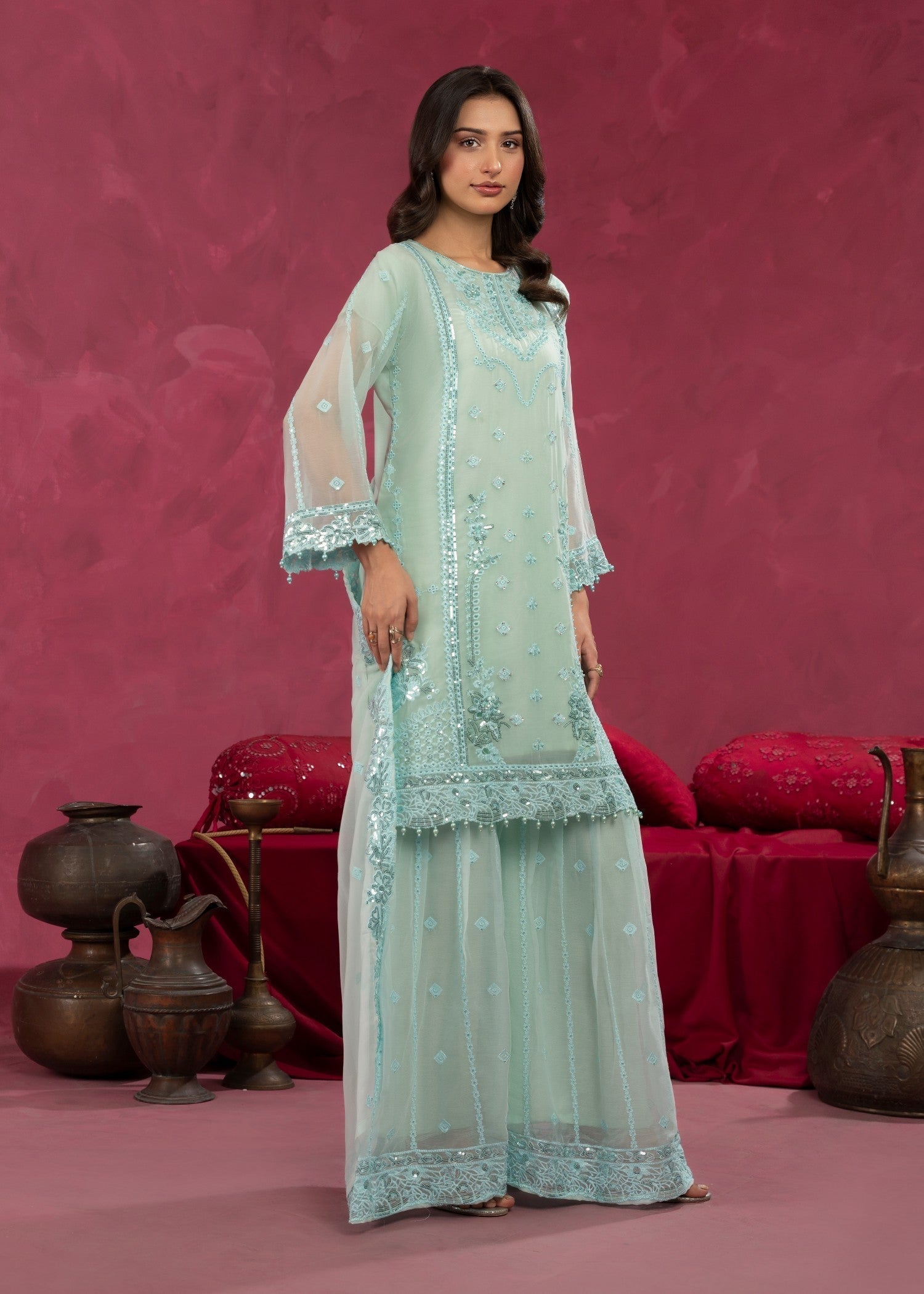 Four Season Boutique ZOBIA GHARARA ICEBLUE Women 3pcs