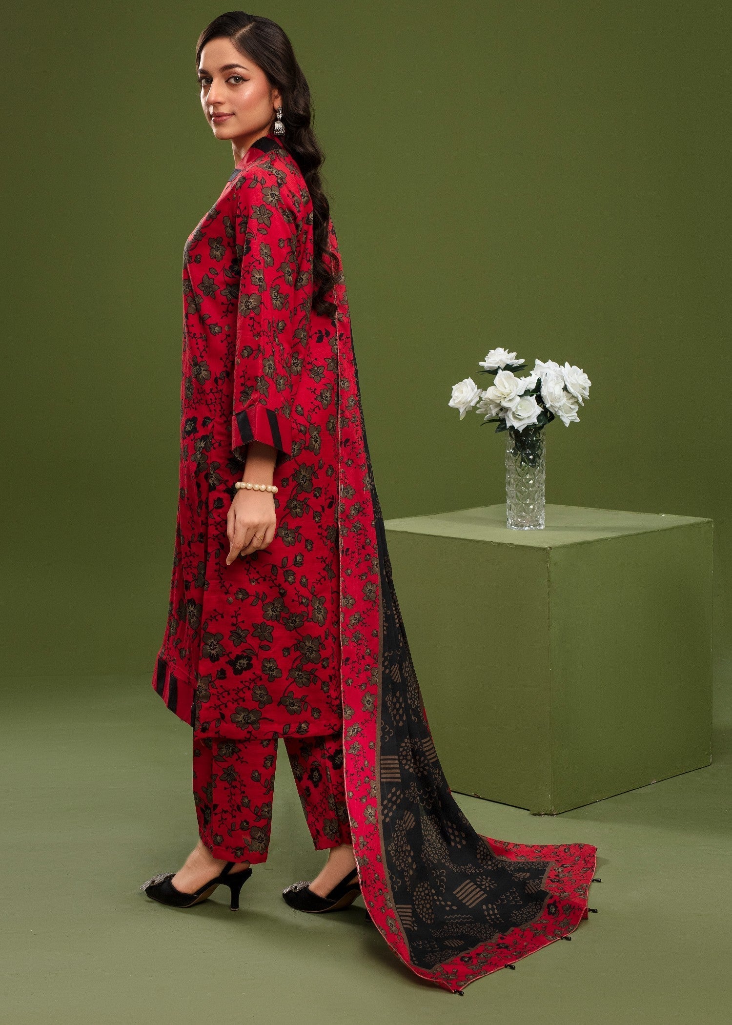 Ayeza Collection Red Kurta Set D#6 Women 3pcs
