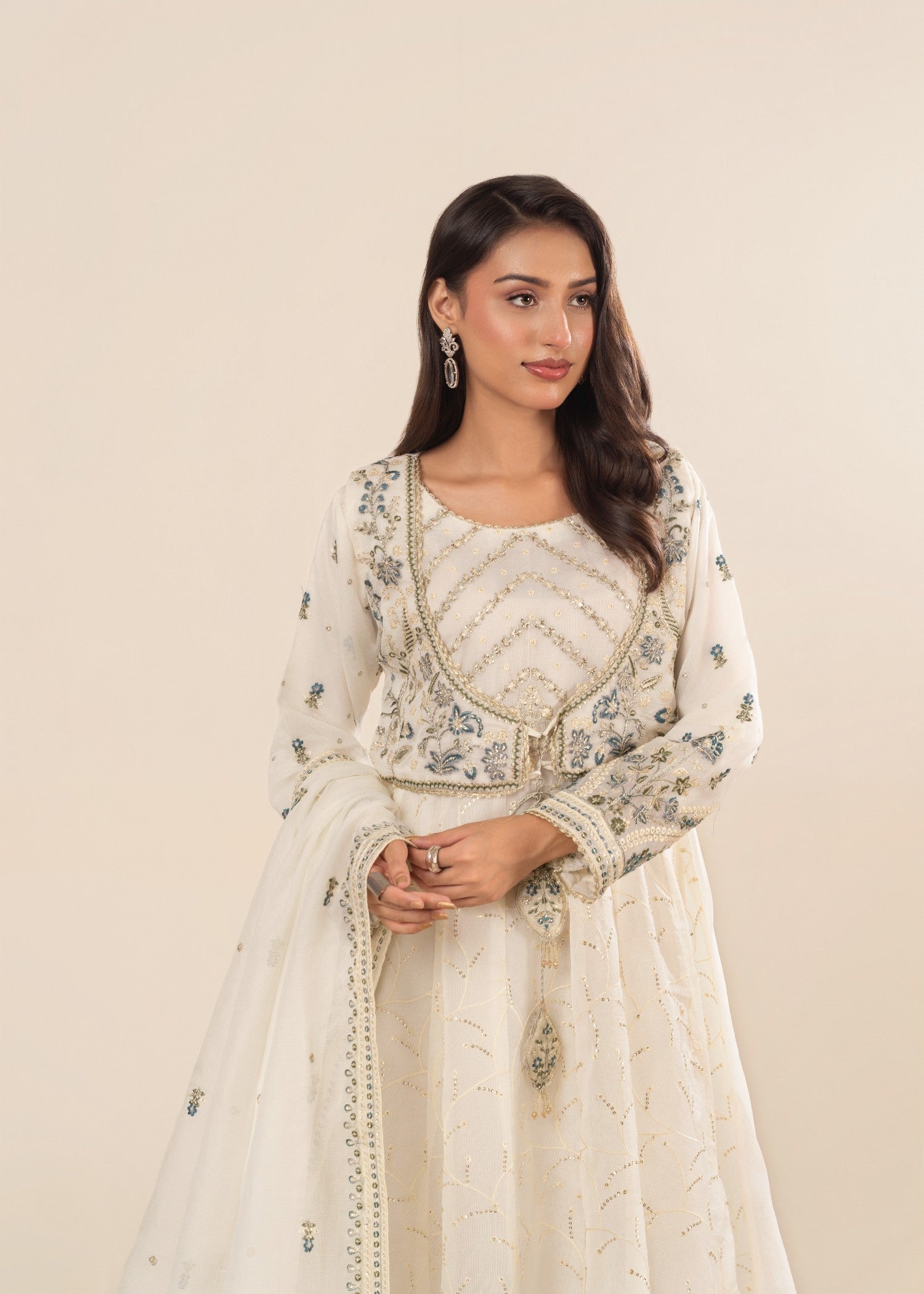 Khubsurat 3881 KH OR NT Off White Embroidery Maxi Women 4pcs