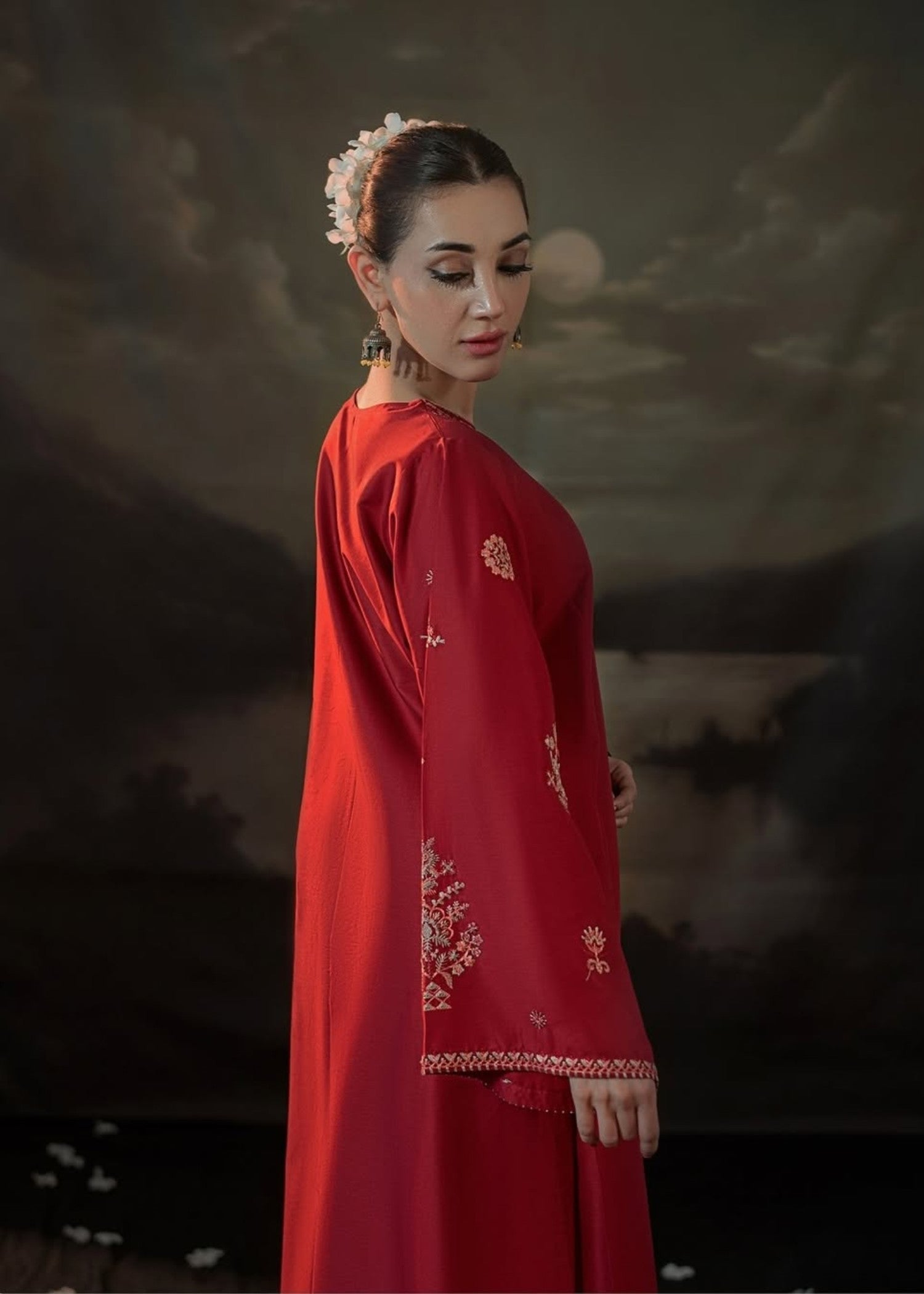 Gulposh Tulip (Embroided ) Red Women 2pcs