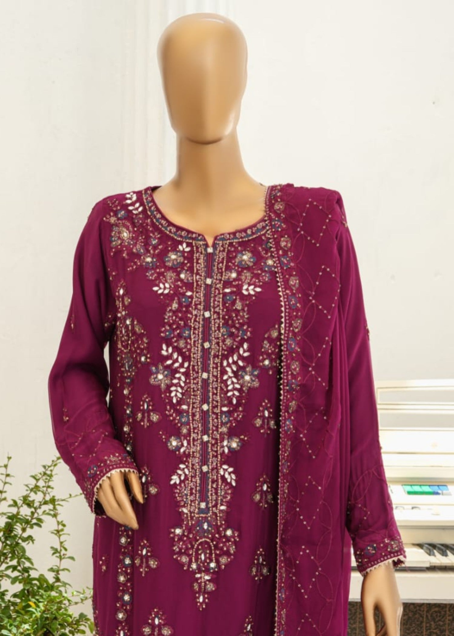Ahmed Creations ALISHBA BURGUNDY Women 3pcs