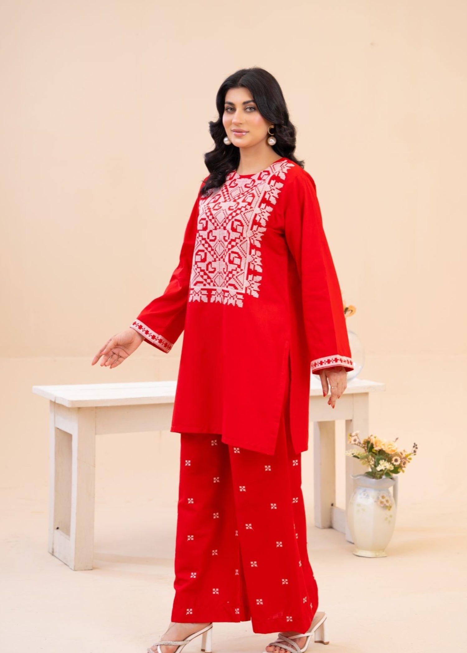 Zeenat & Zoha Fire Red Women 3pcs