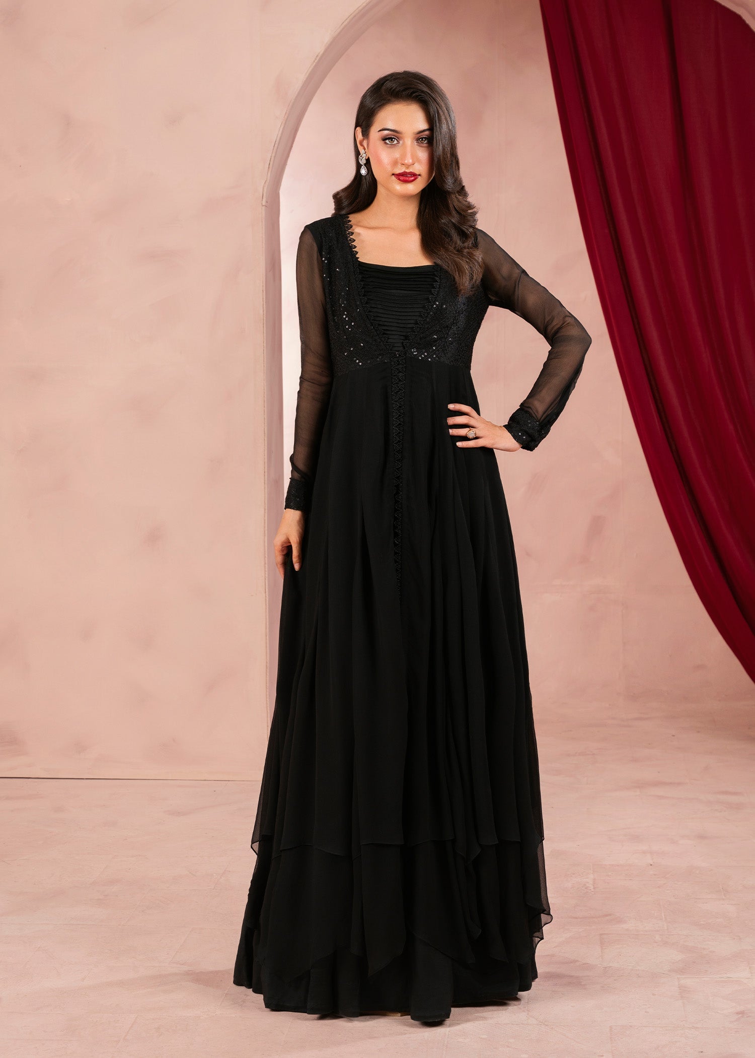 Rang-e-Haya Moon Veil (Black) Women 3pcs