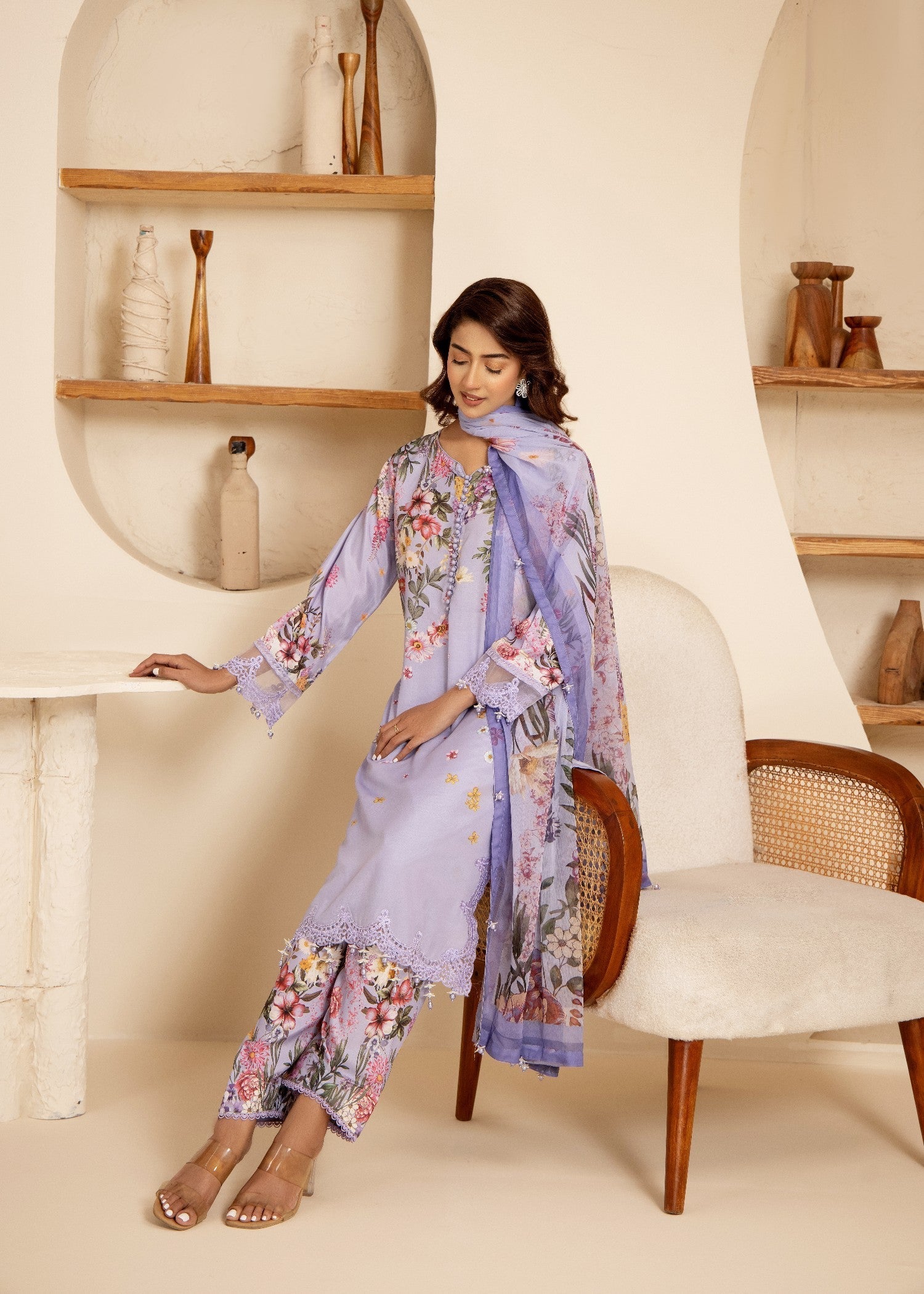 Khubsurat 4355 KH ST Lilac Printed Women 3pcs