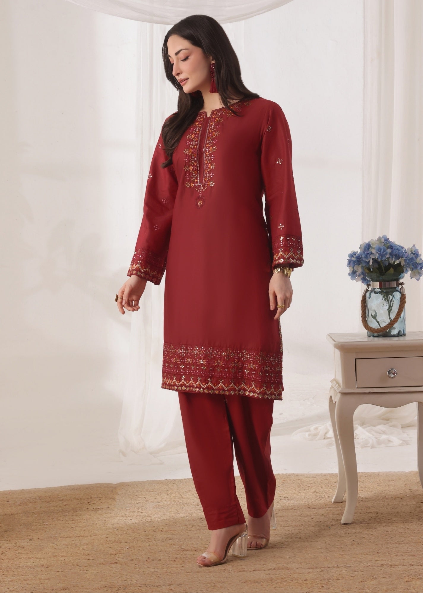 Ayra Pret Mehar Maroon Women 2pcs