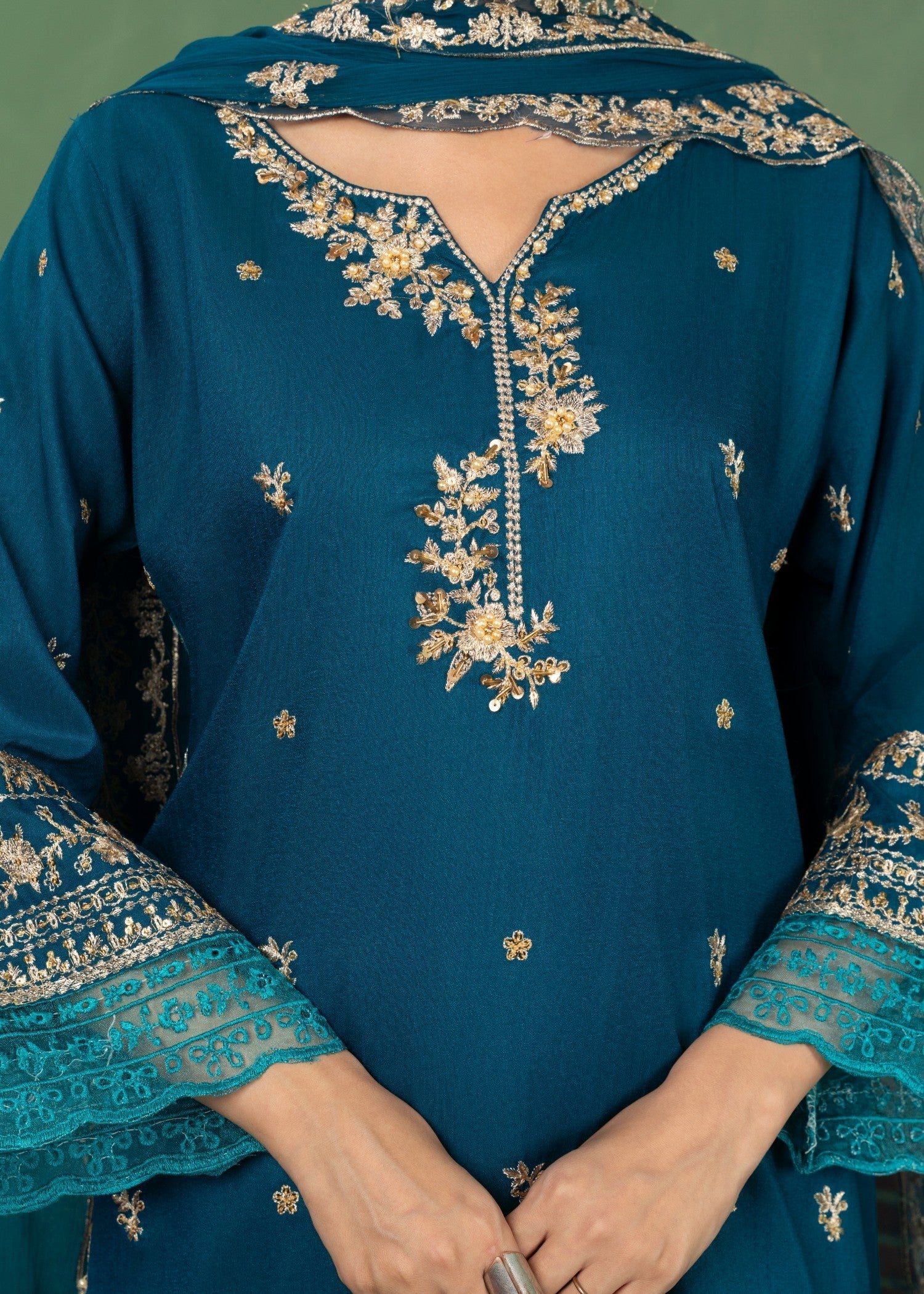 Four Season Boutique JASHAN RAOSILK TEAL Women 3pcs