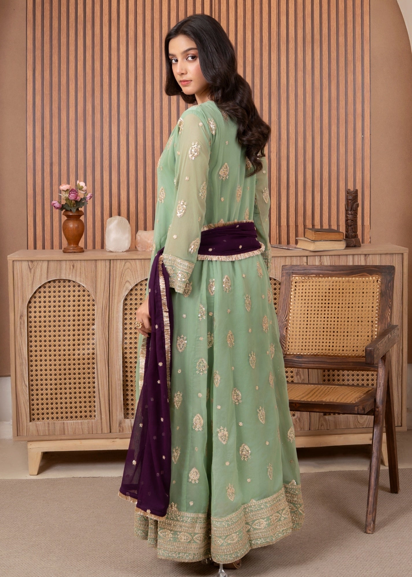 Abaan Zohan Raunak Pastel Green Women 3pcs