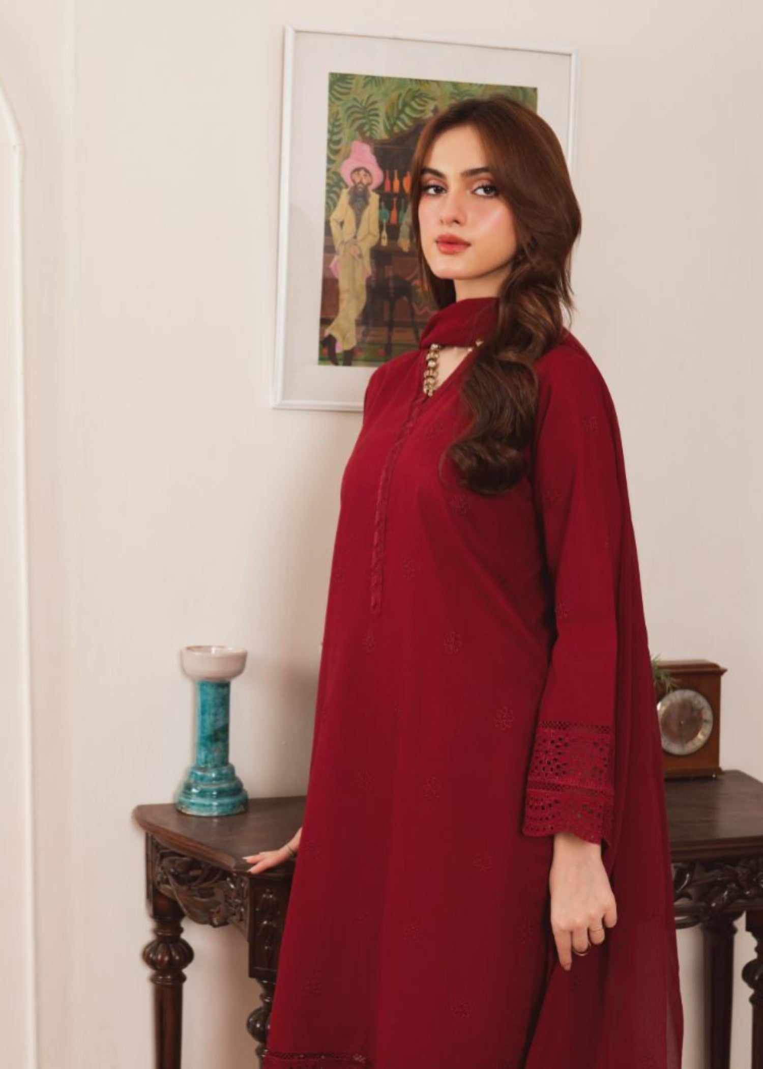Al-Harir Apparel Geet Maroon Women 3pcs