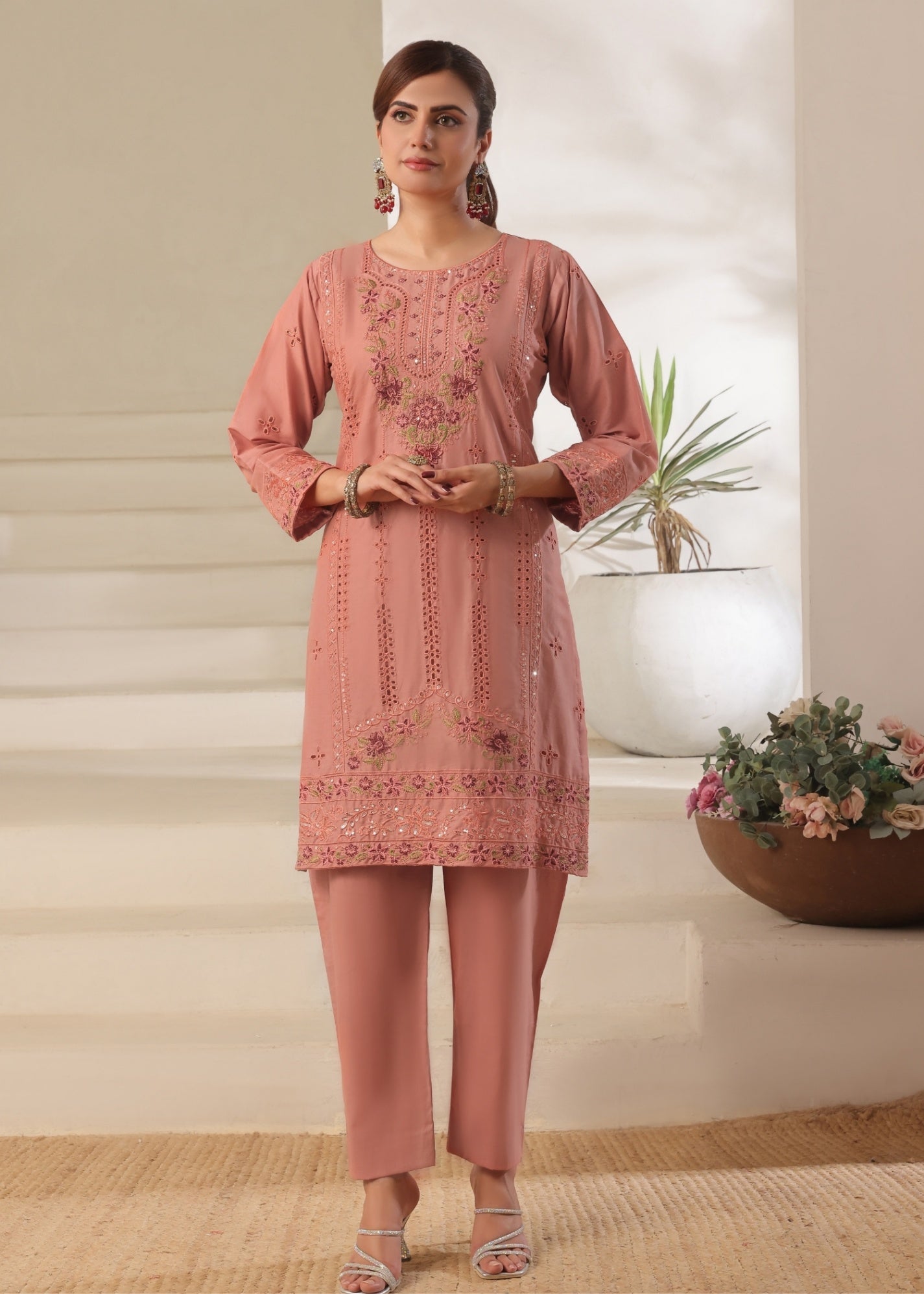 Ayra Pret Jhalak Cream Peach Women 2pcs