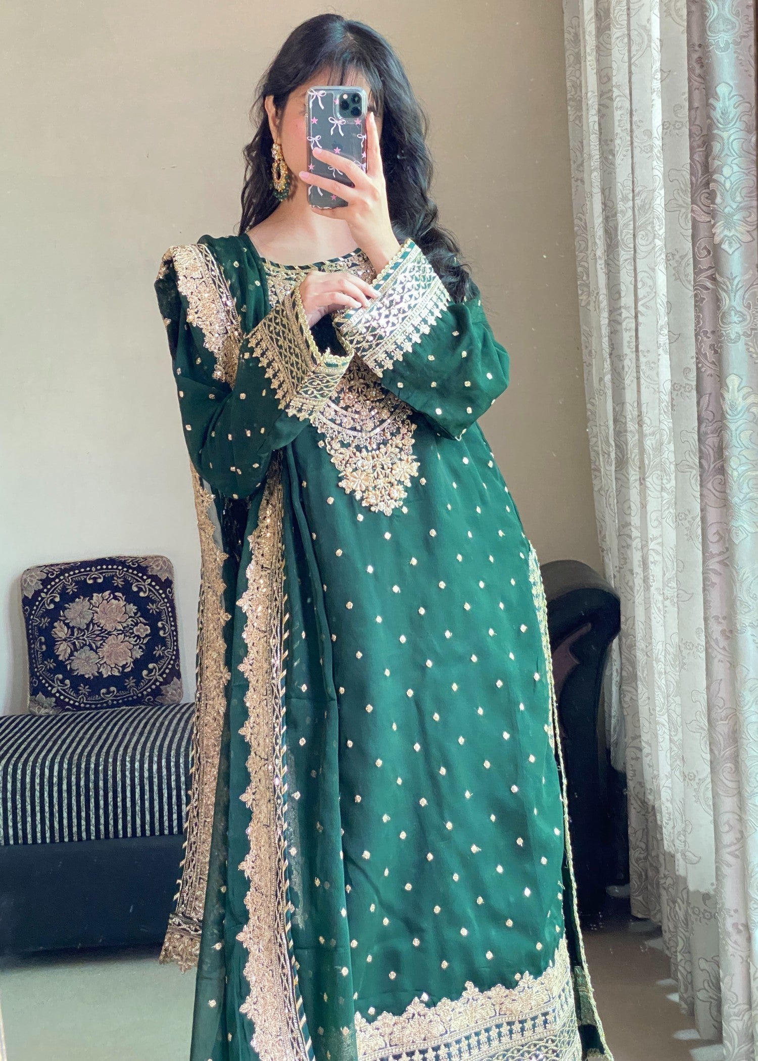 Four Season Boutique HASEENS FARSHY BOTTLE GREEN Women 3pcs