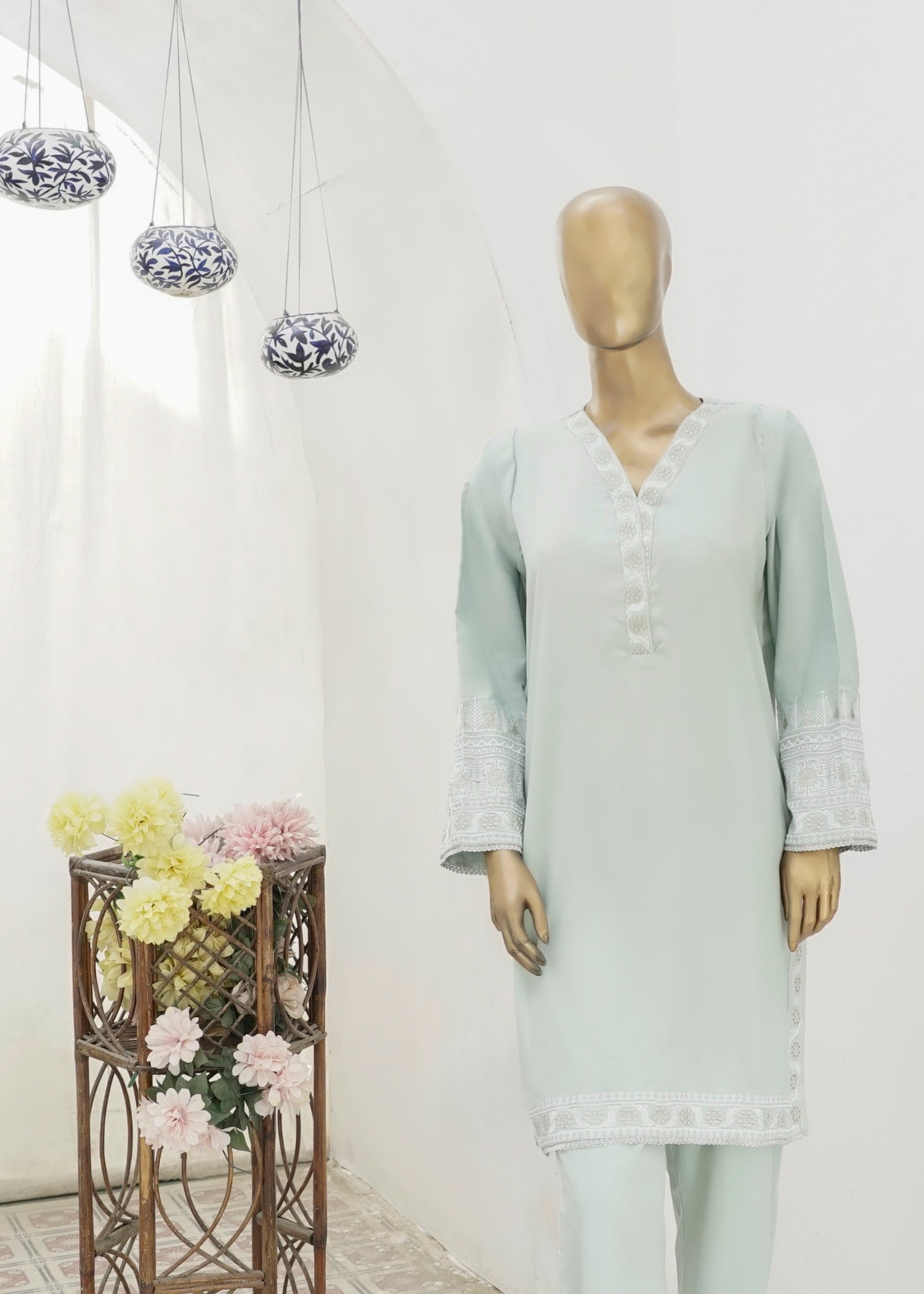 AYLA STUDIO Solid Embroidered SE250402 HAREEM Women 2pcs