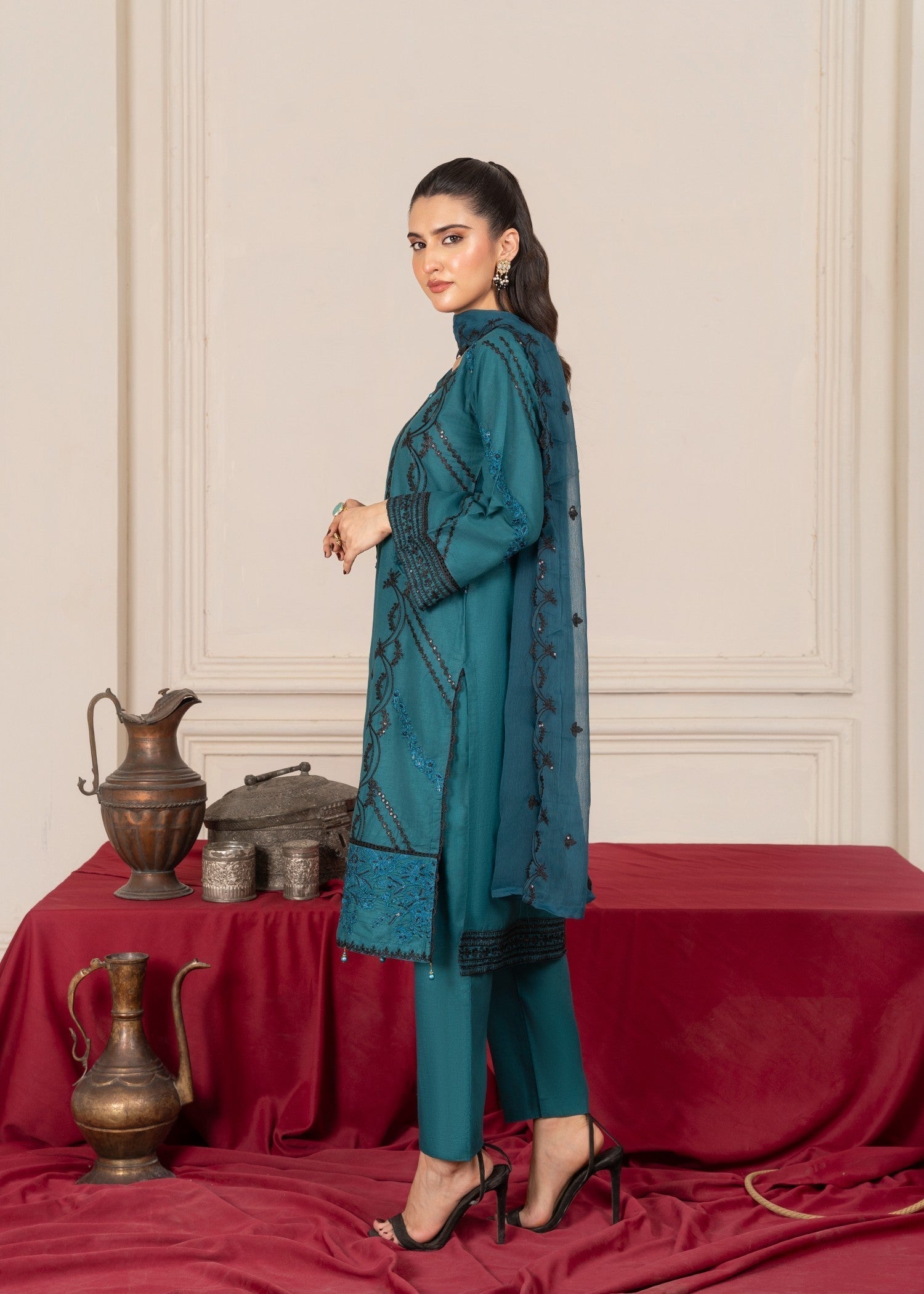 Four Season Boutique ZIRWAH COTTON TEAL Women 3pcs