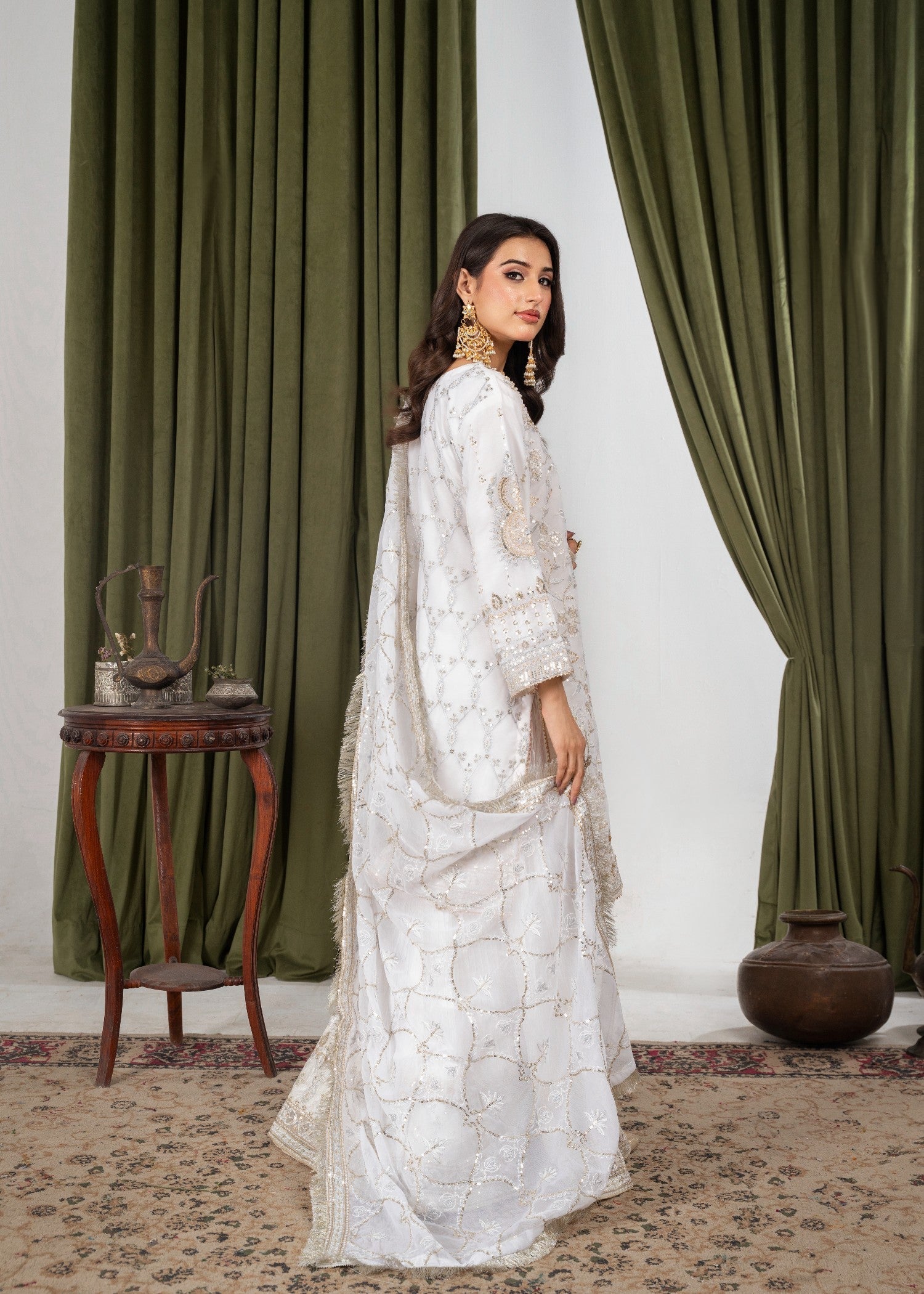 Hkb Officials Beyza White & Gold Angrakha Women 3pcs