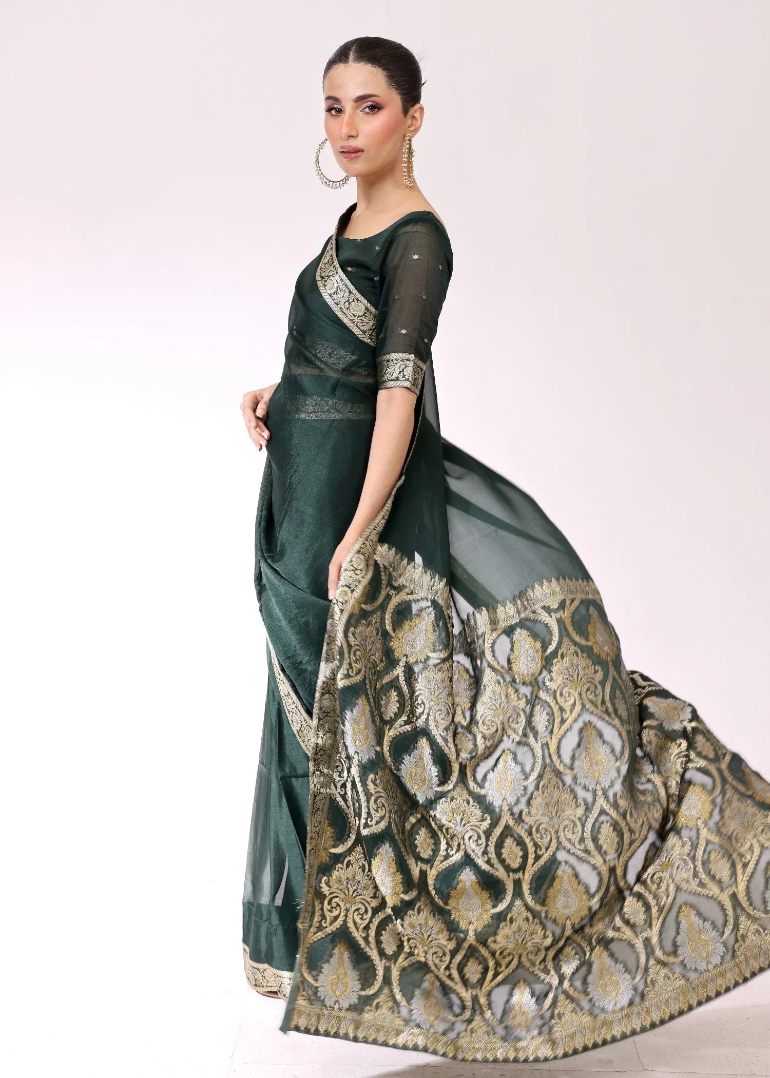 Ripret Emerald Banarsi Saree Women 3pcs
