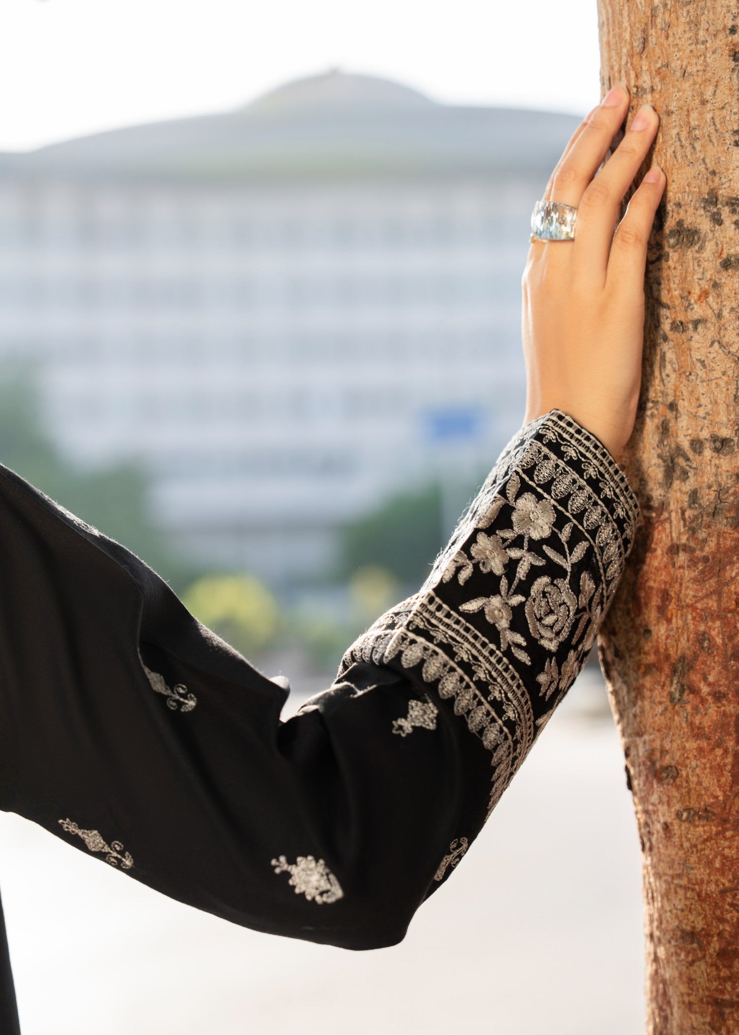 Casual Lite Cotton Emb Suit Black 1 Women 3pcs