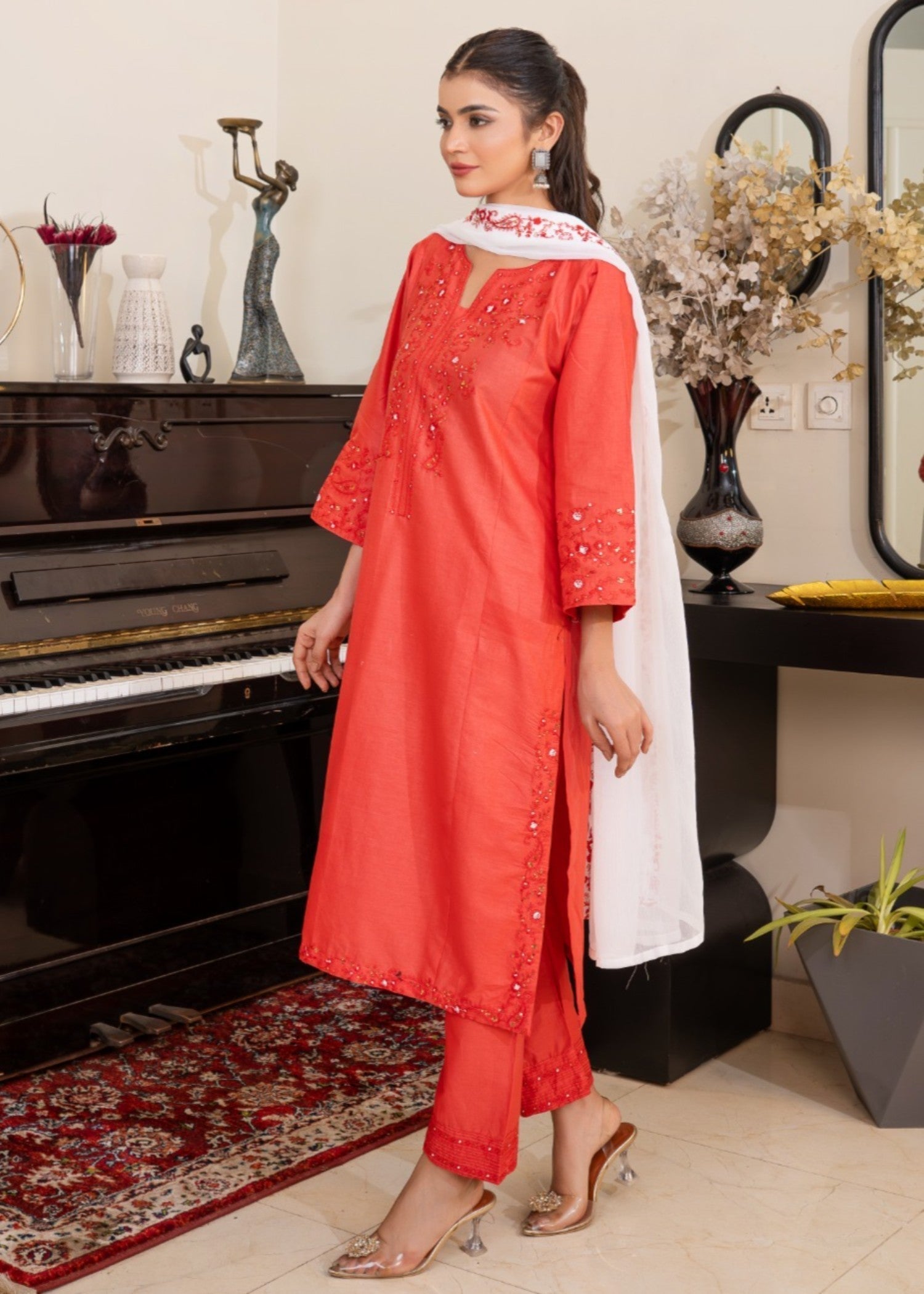 Tehzeeb Libas FLAME AURA EMBROIDERED Women 3pcs