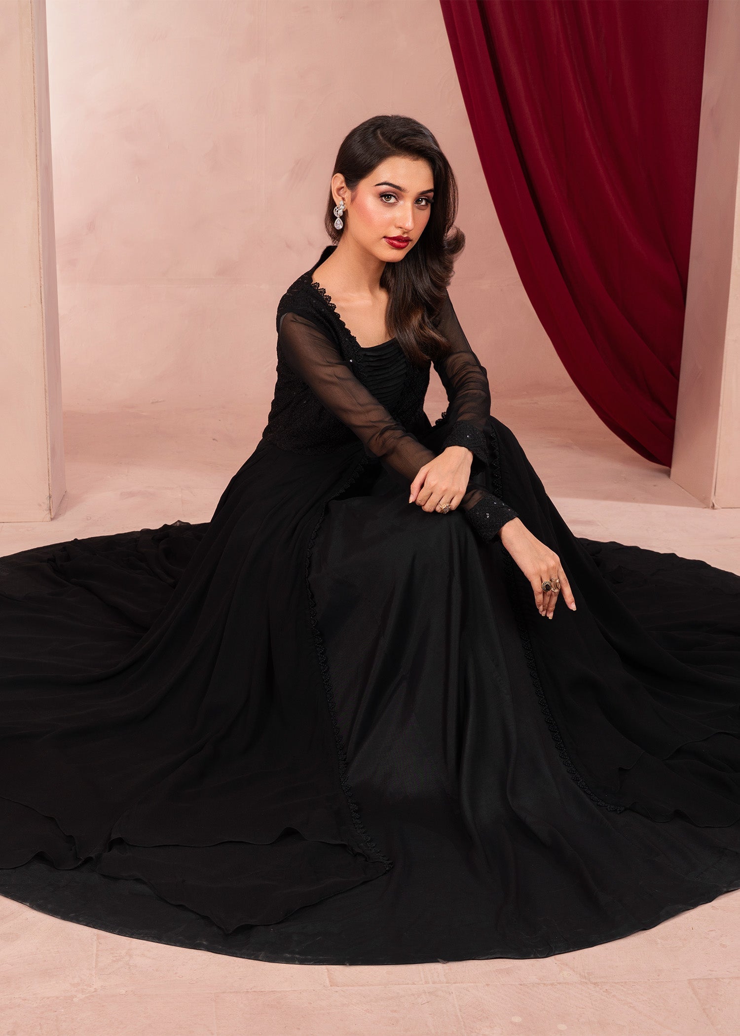 Rang-e-Haya Moon Veil (Black) Women 3pcs