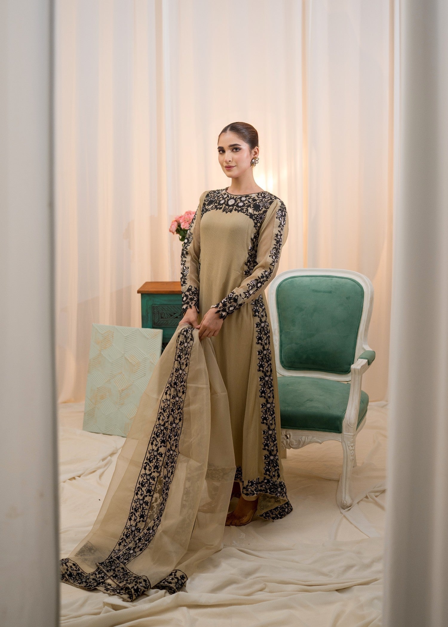 Alyssa BEIGE TAIL SUIT ALL303 Women 3pcs