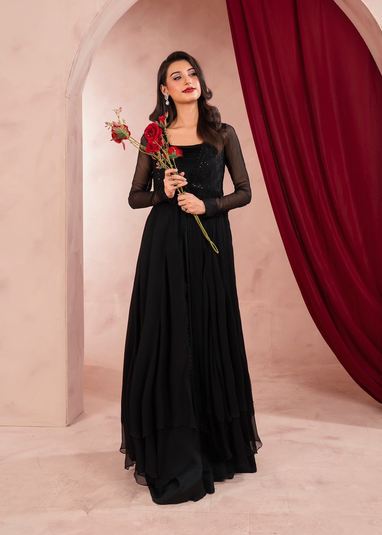 Rang-e-Haya Moon Veil (Black) Women 3pcs