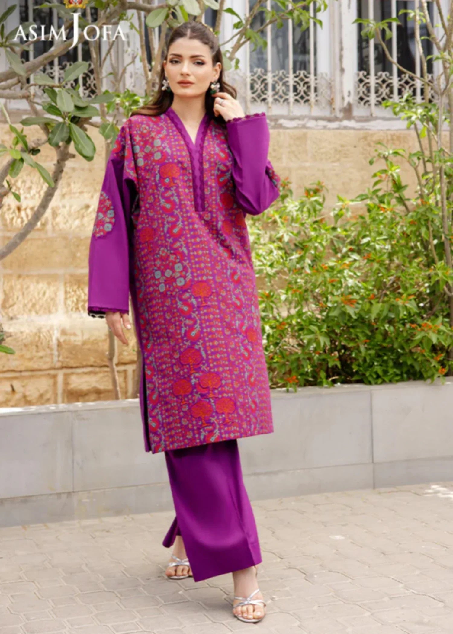 Asim Jofa AJPB 191 PRINTED EMBROIDERED CAMBRIC STITCHED Women 2pcs