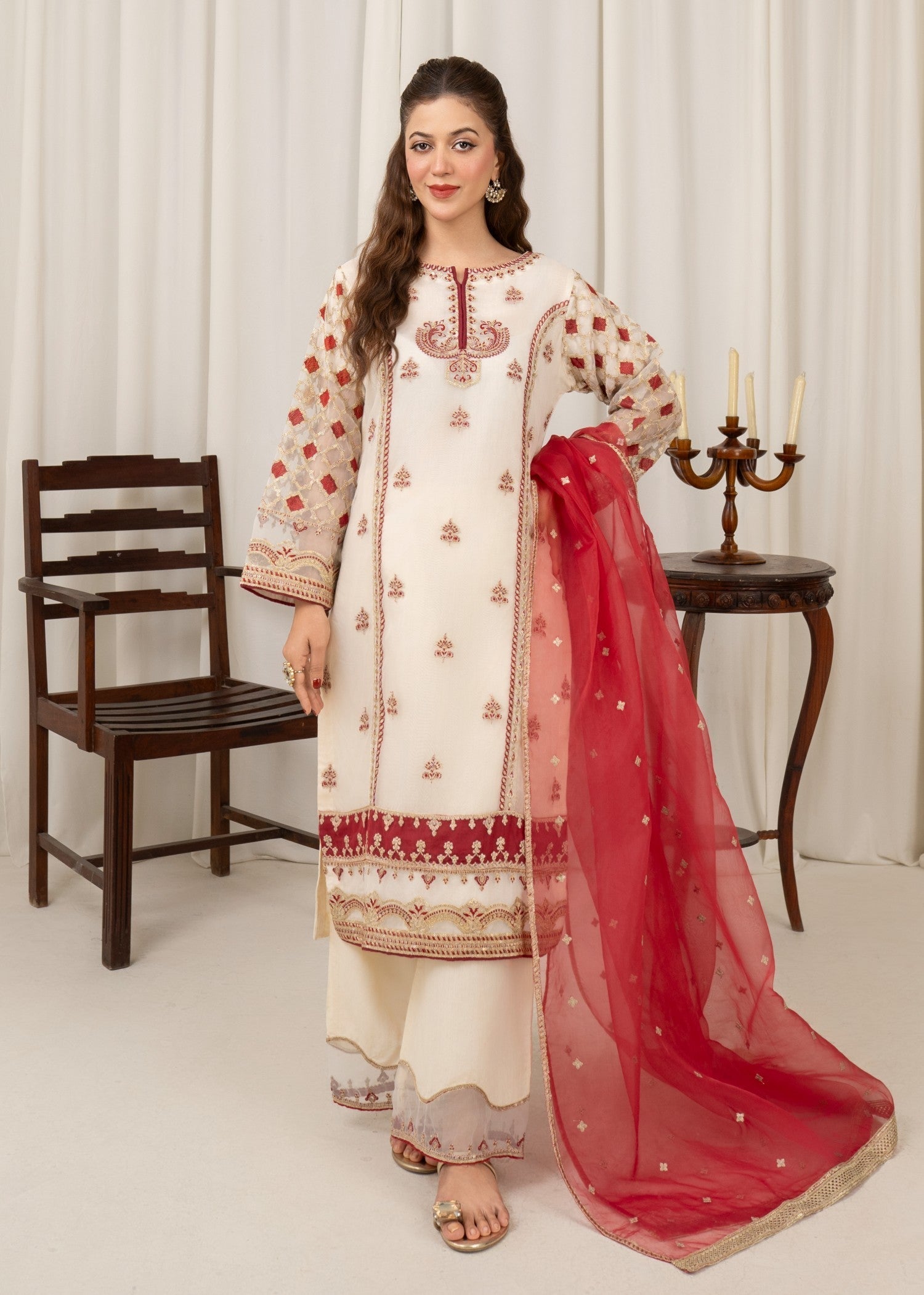 Zaren 4159 ORG O.WHT Women 3pcs