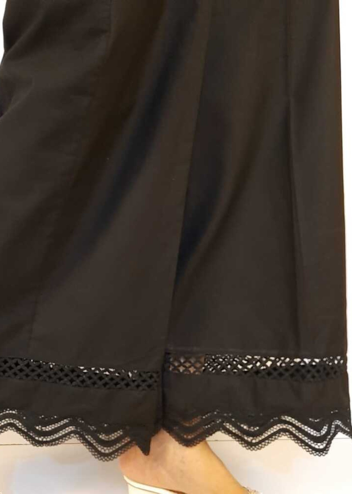 Zardi Laces Embellished Cotton Palazzo Black ZT201 Women 1pcs