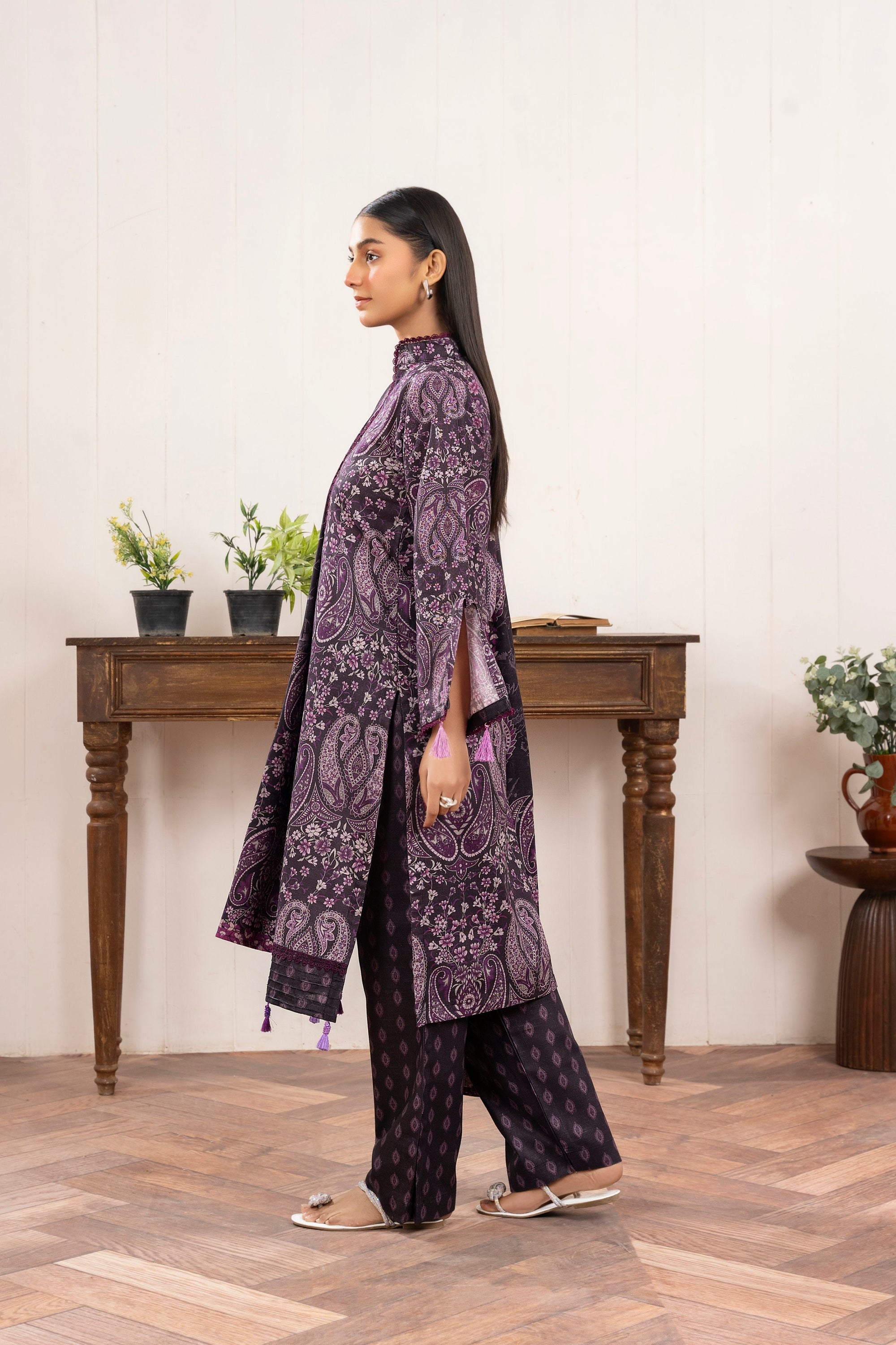 Wearalayah Women Daily Wear Plum Unstitched Women 3pcs