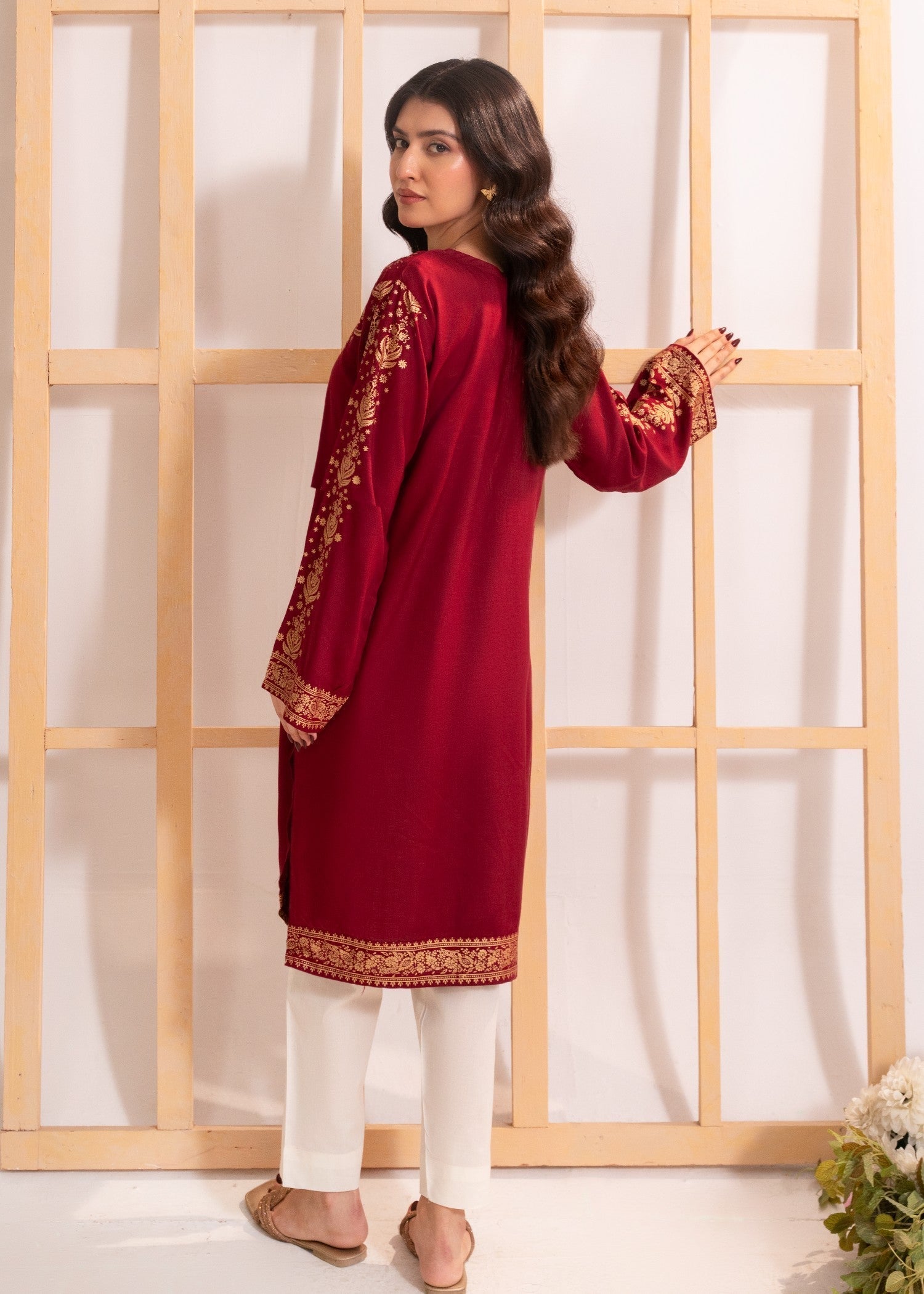 Zeekstore Maroon printed kurta Only Women 1pcs