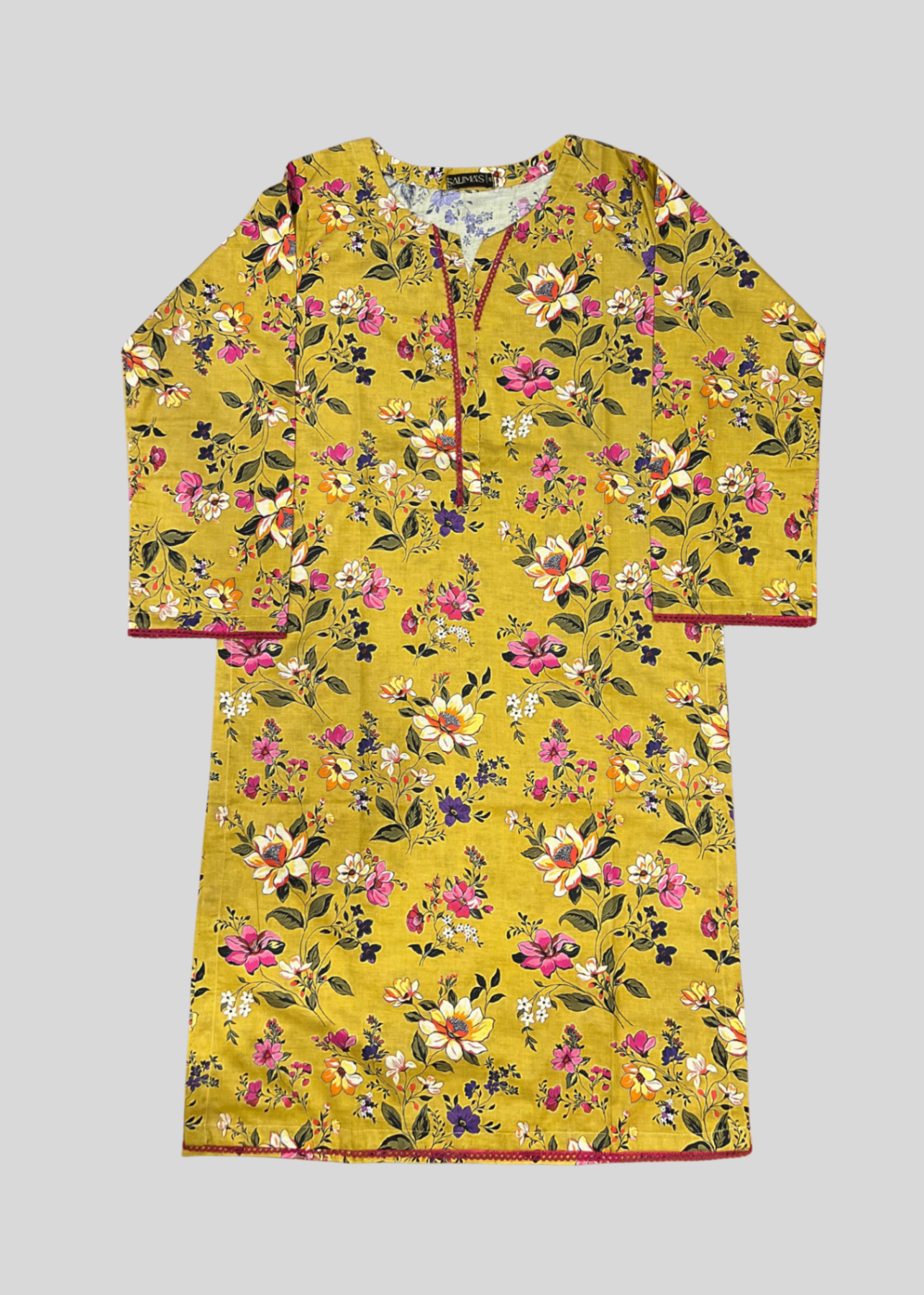 Salimas Stitched Lawn Suit – Mustard Floral Spring Collection Women 2pcs