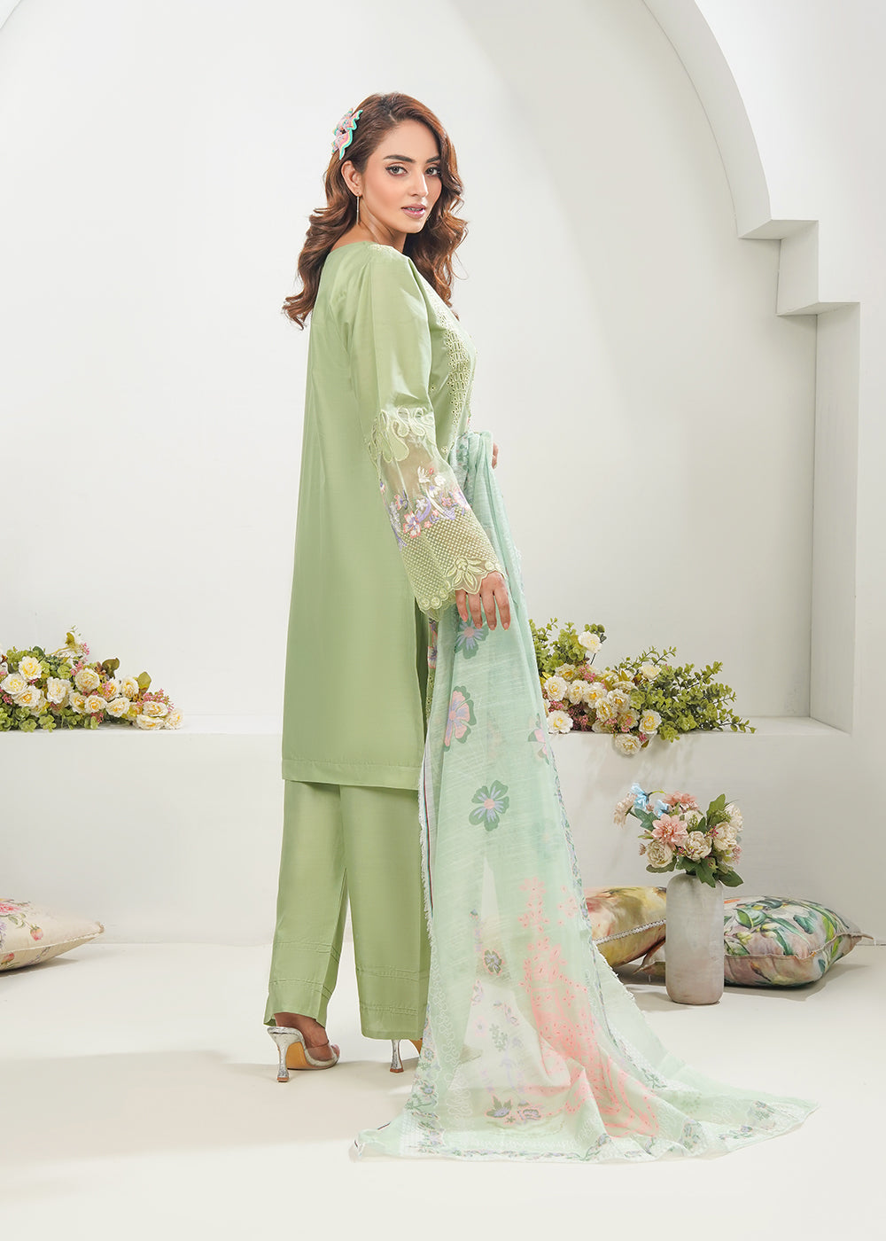 Elara Official Pistachio Green Women 3pcs