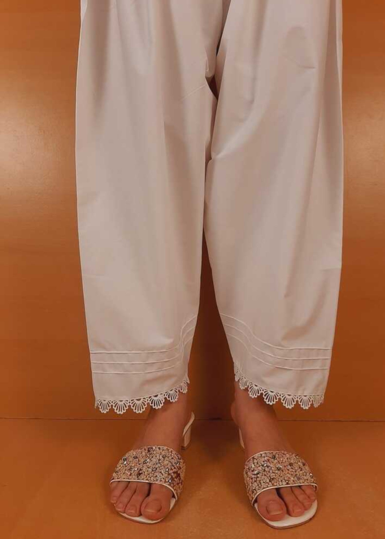 Zardi Laces Embellished Shalwar White ZSL08 Women 1pcs
