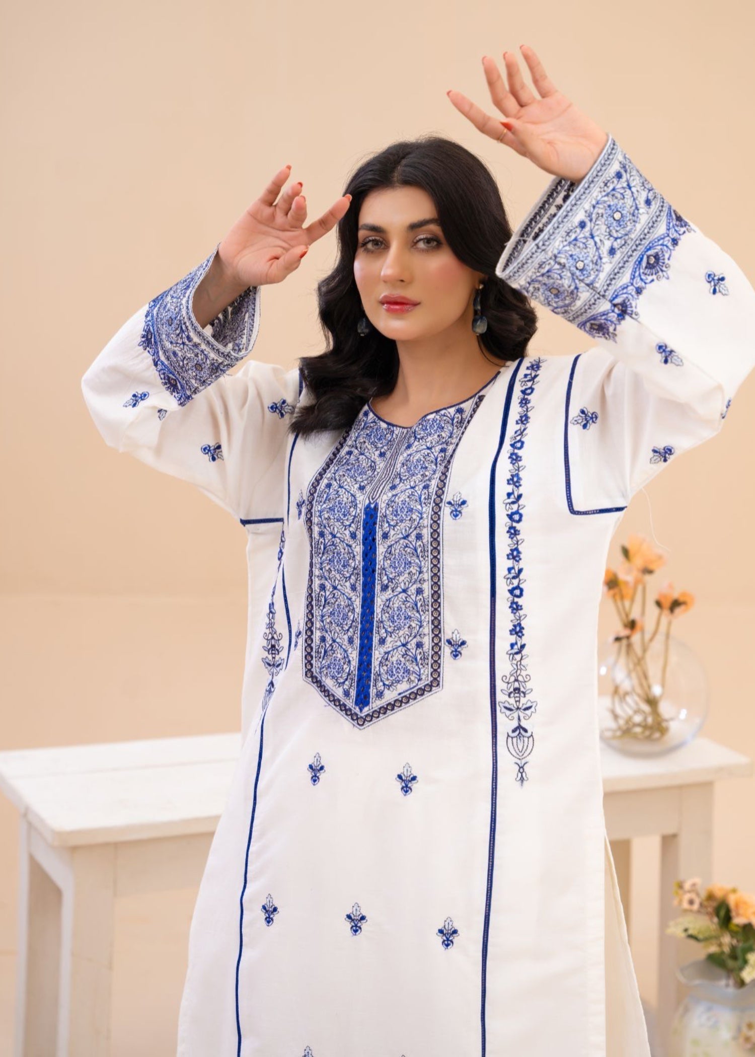 Zeenat & Zoha Blue white Women 2pcs