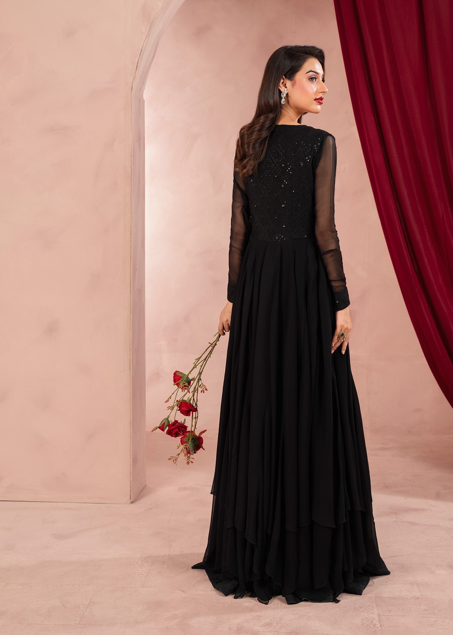 Rang-e-Haya Moon Veil (Black) Women 3pcs