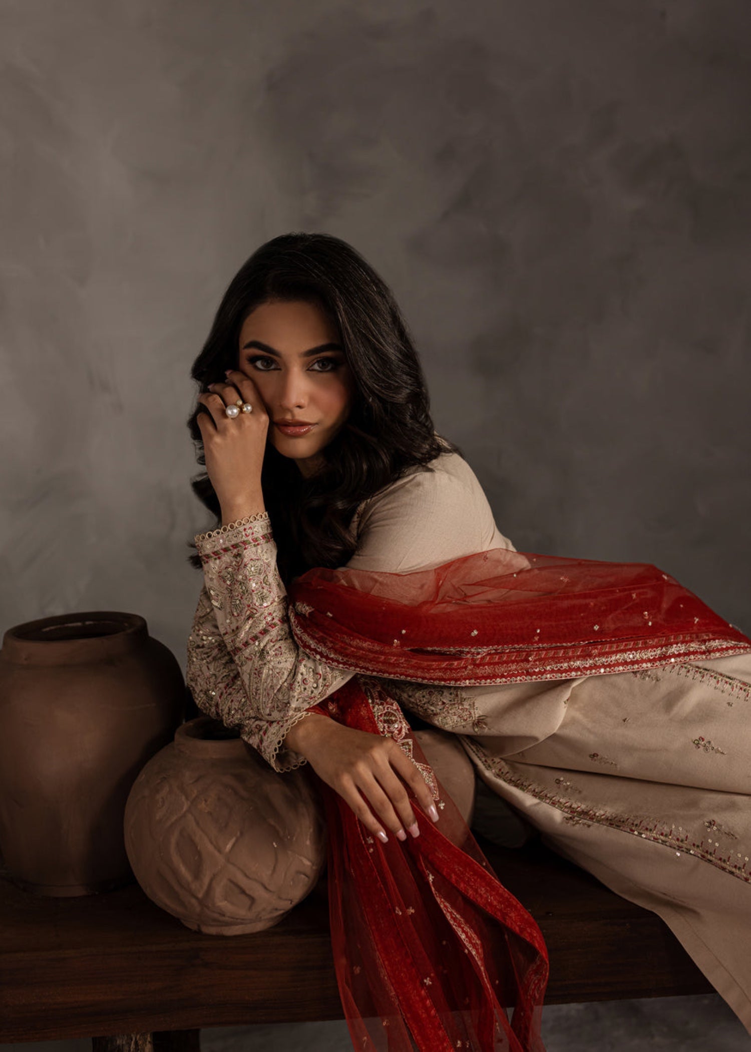 The Turkish Wear Sheen Embroidered Women 3pcs