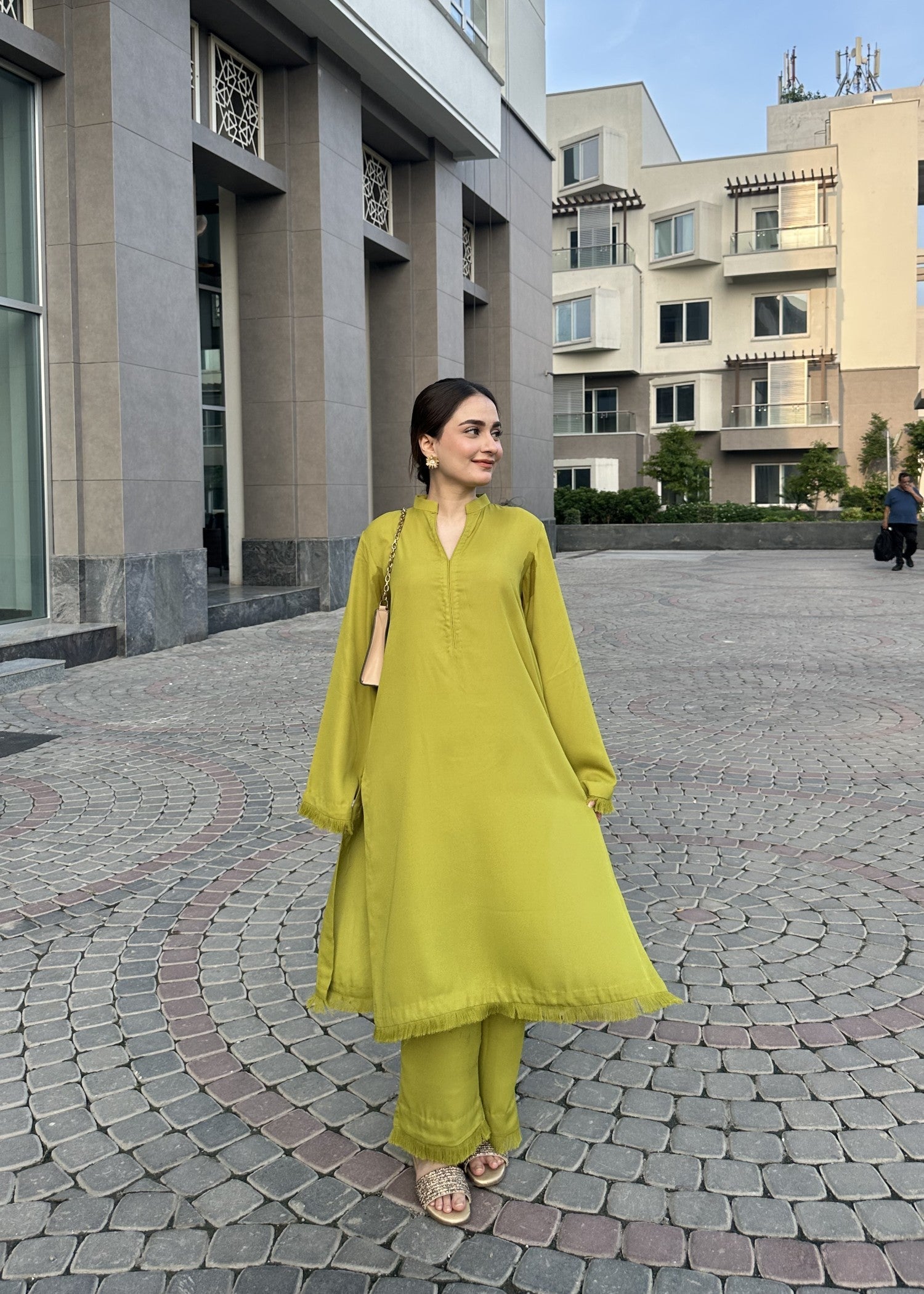 Zenyre Lime Glow Solid Set Women 2pcs