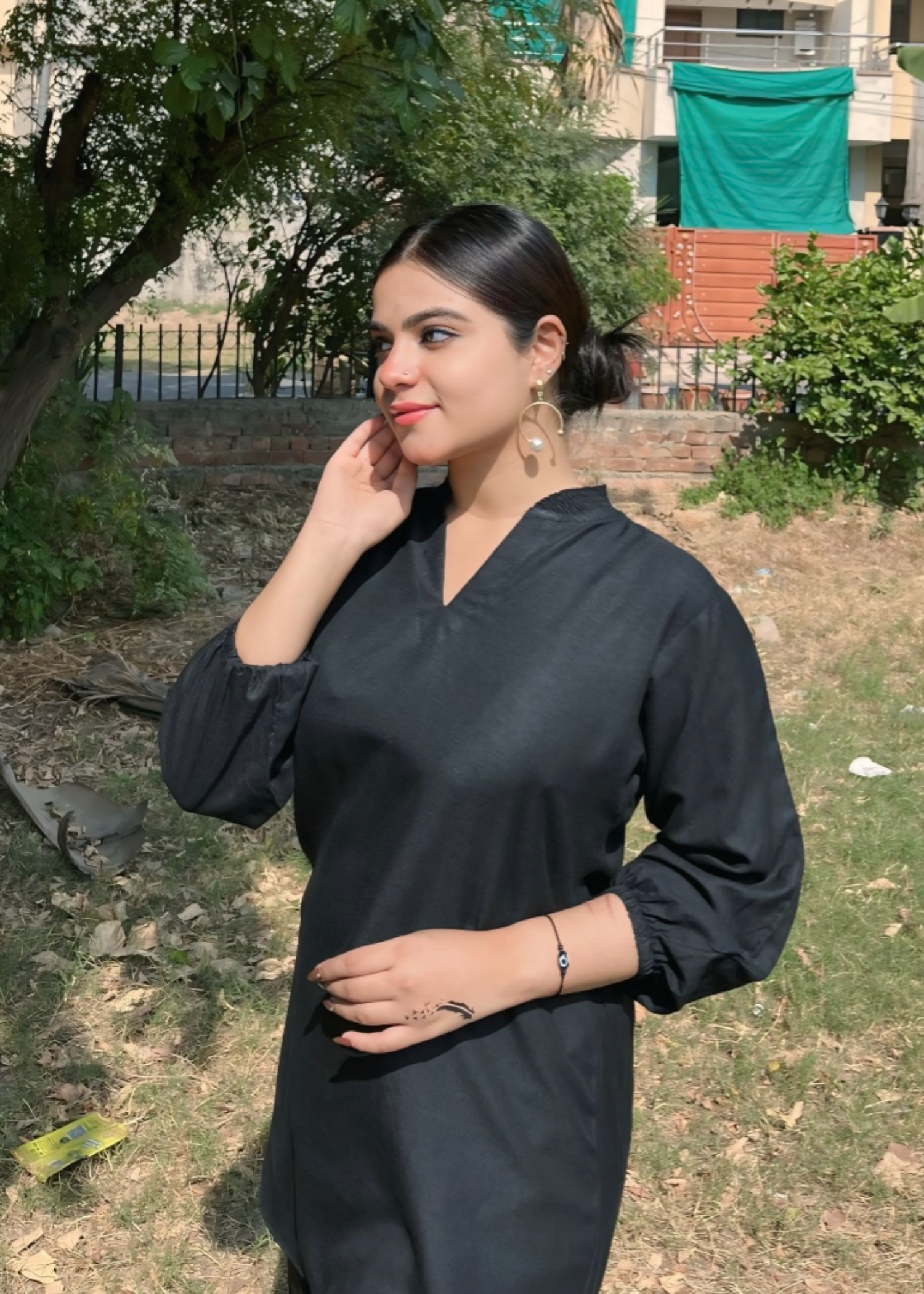 Preetpret Amel Black Solid Women 2pcs