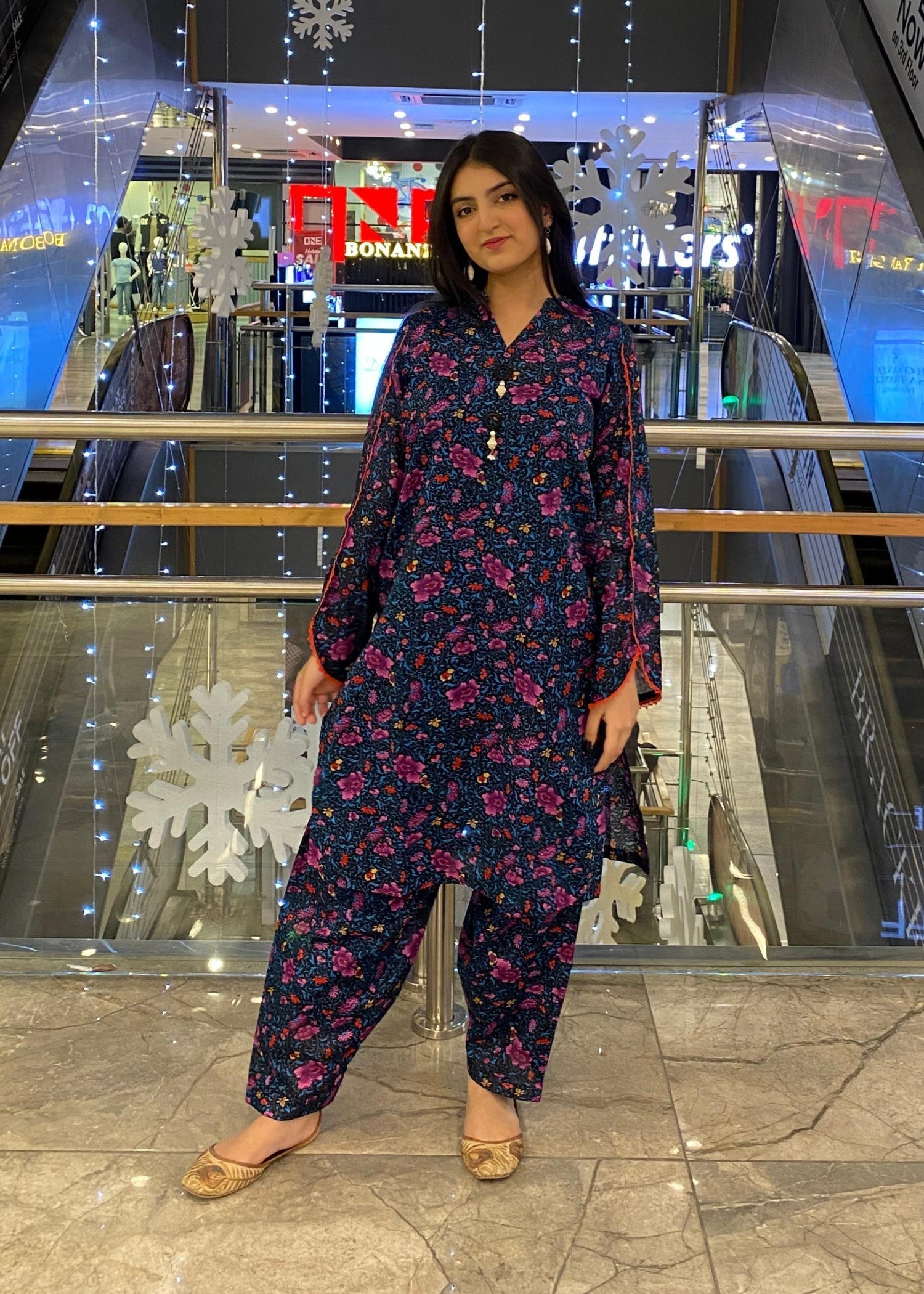 Namal Zara Ltd Forest Bloom Lawn – Navy Blue Co Ord Set Women 2pcs