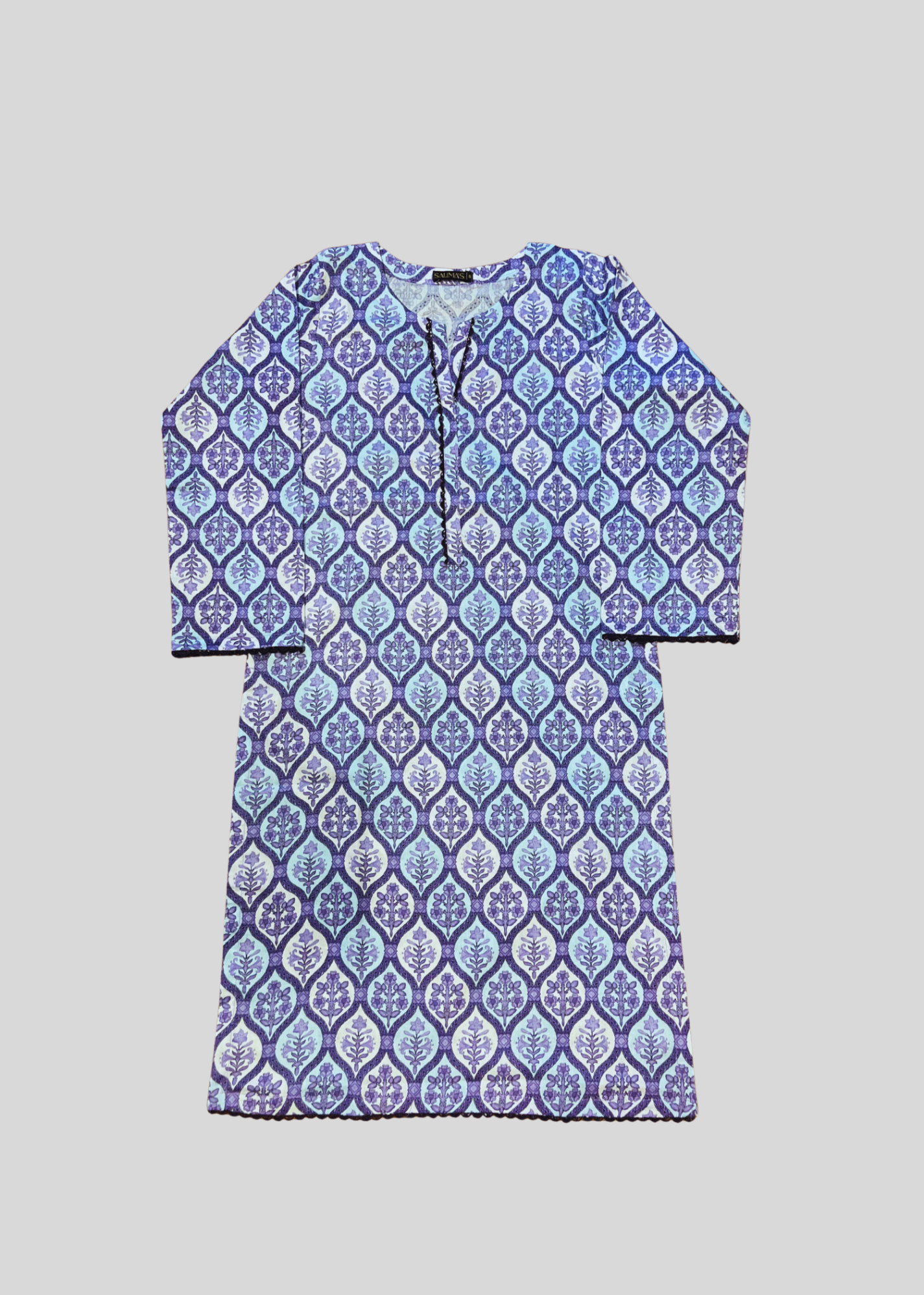 Salimas Elegant Lilac & Periwinkle Leaf Print Stitched Lawn Suit Women 2pcs