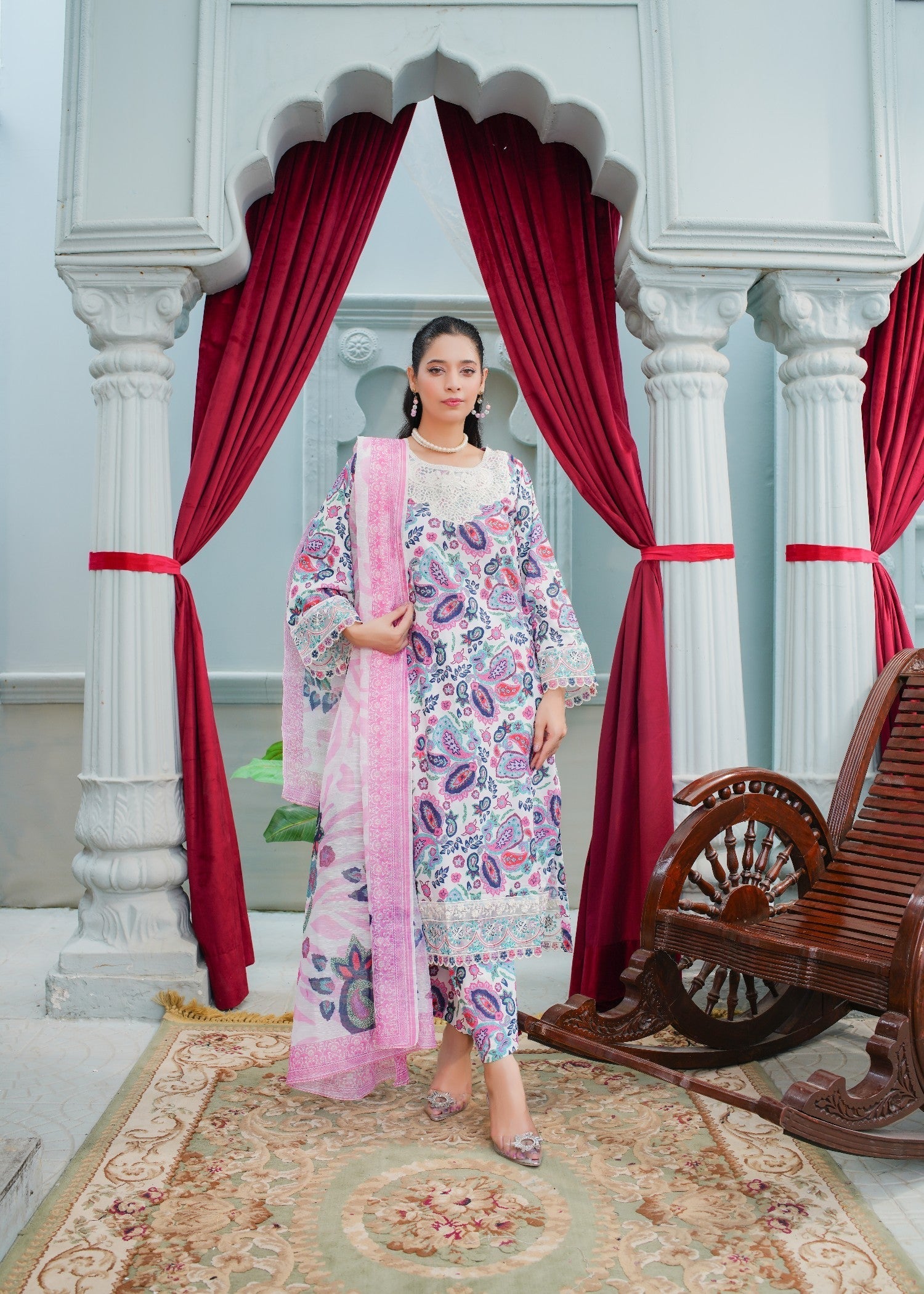 Safdar Embroidery Printed Pure Lawn Embroidered 02 Women 3pcs