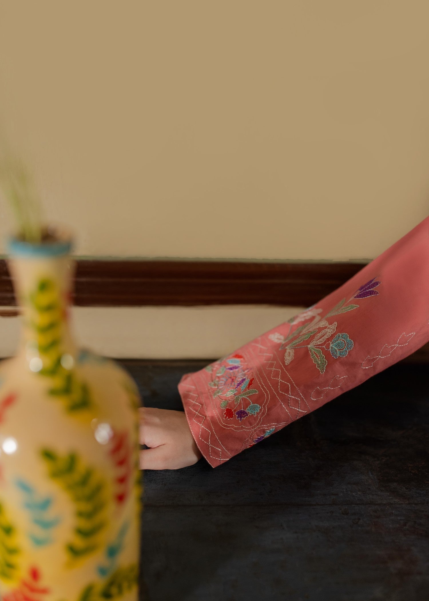 Azulie Pink Embroidered Kurta by Women 1pcs