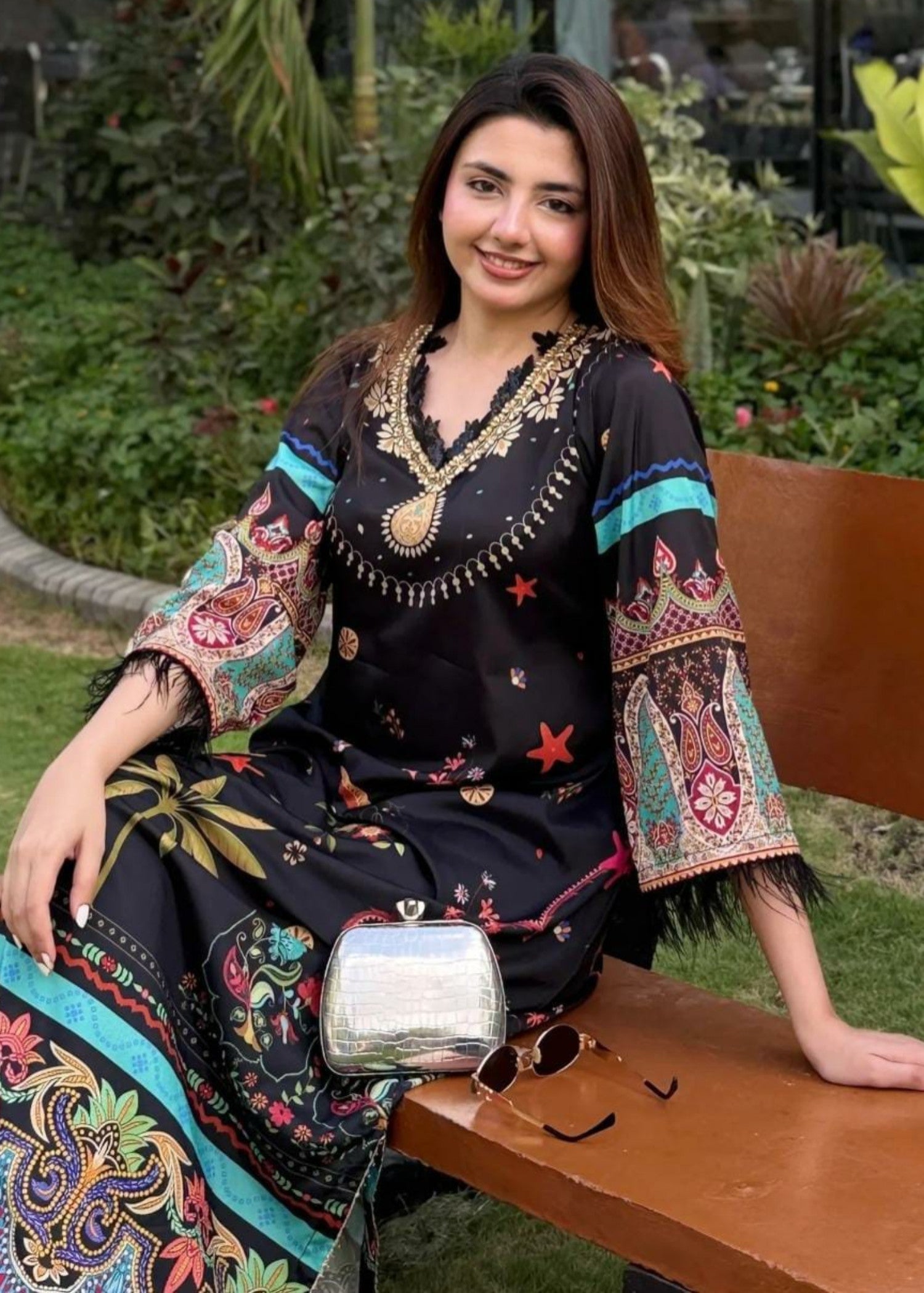 Mataish Black Midnight Kaftan Women 1pcs