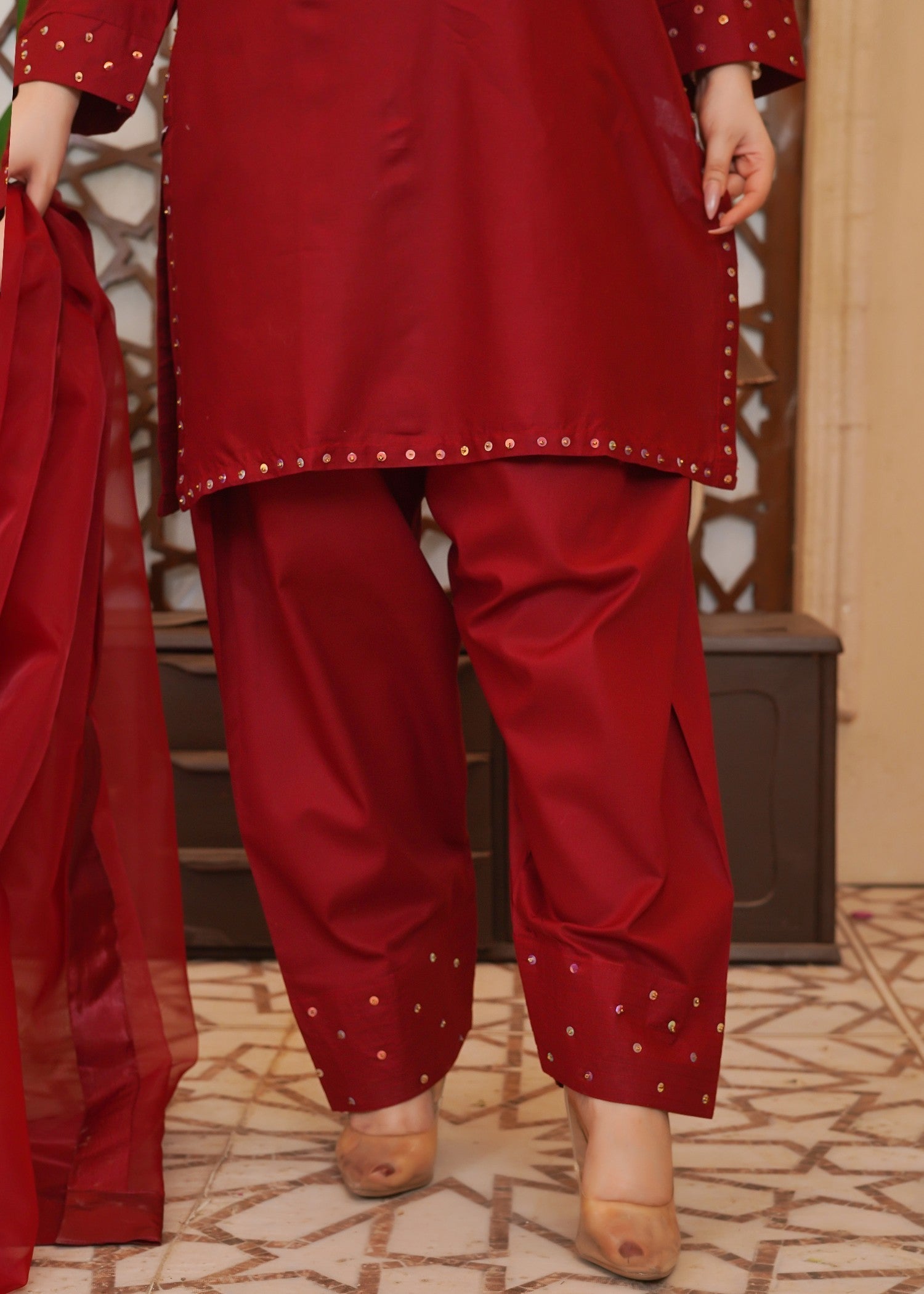 Waniya Awais WAF D18 (Farshi Shalwar) Women 3pcs