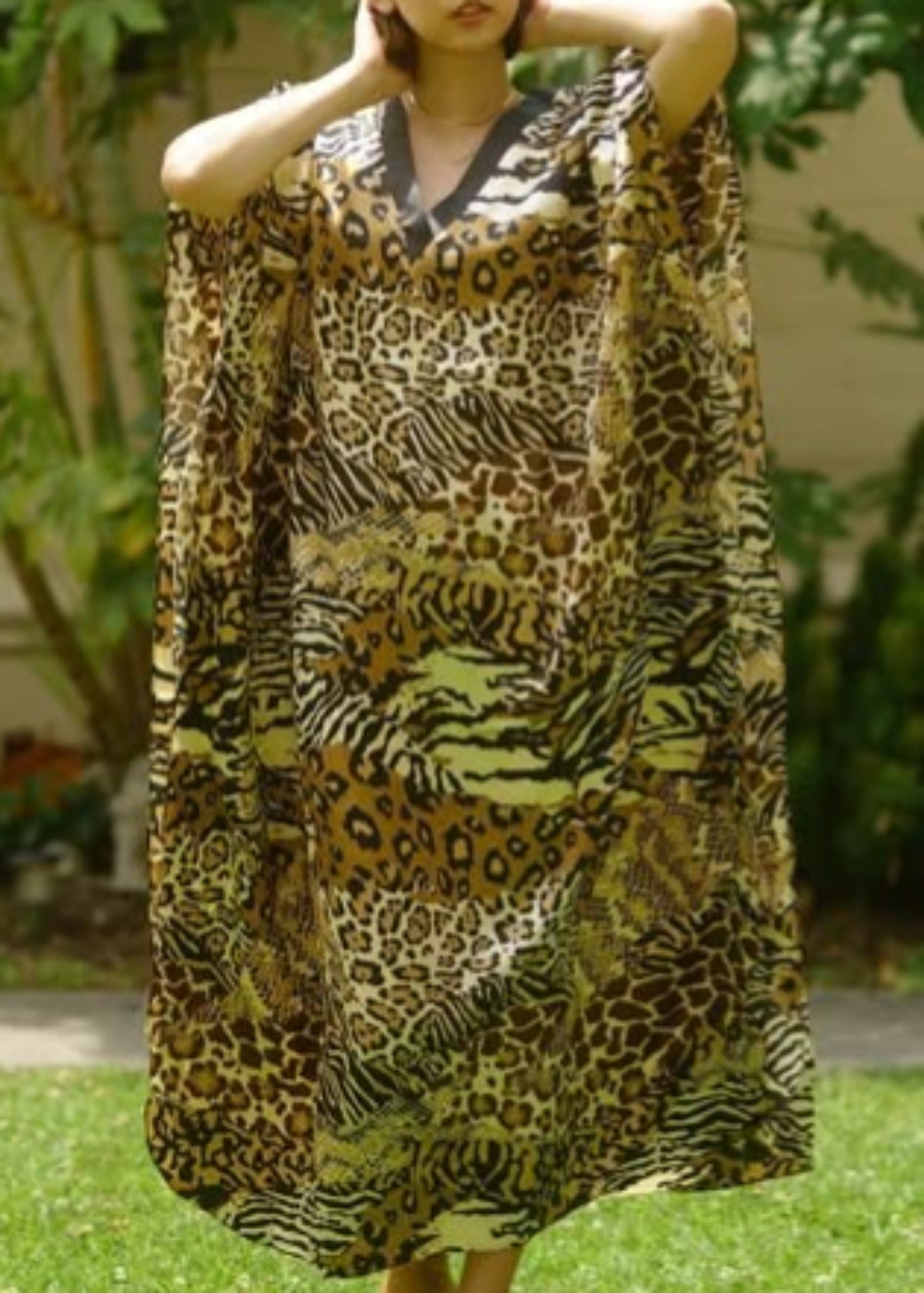 Soukpk Leopard Print Kaftan Women 1pcs