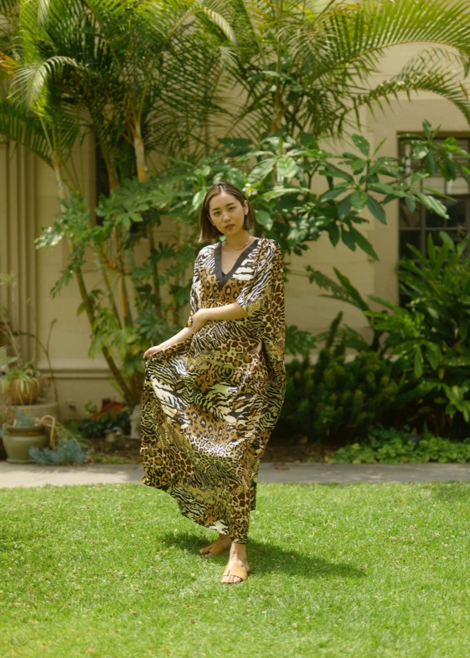 Soukpk Leopard Print Kaftan Women 1pcs